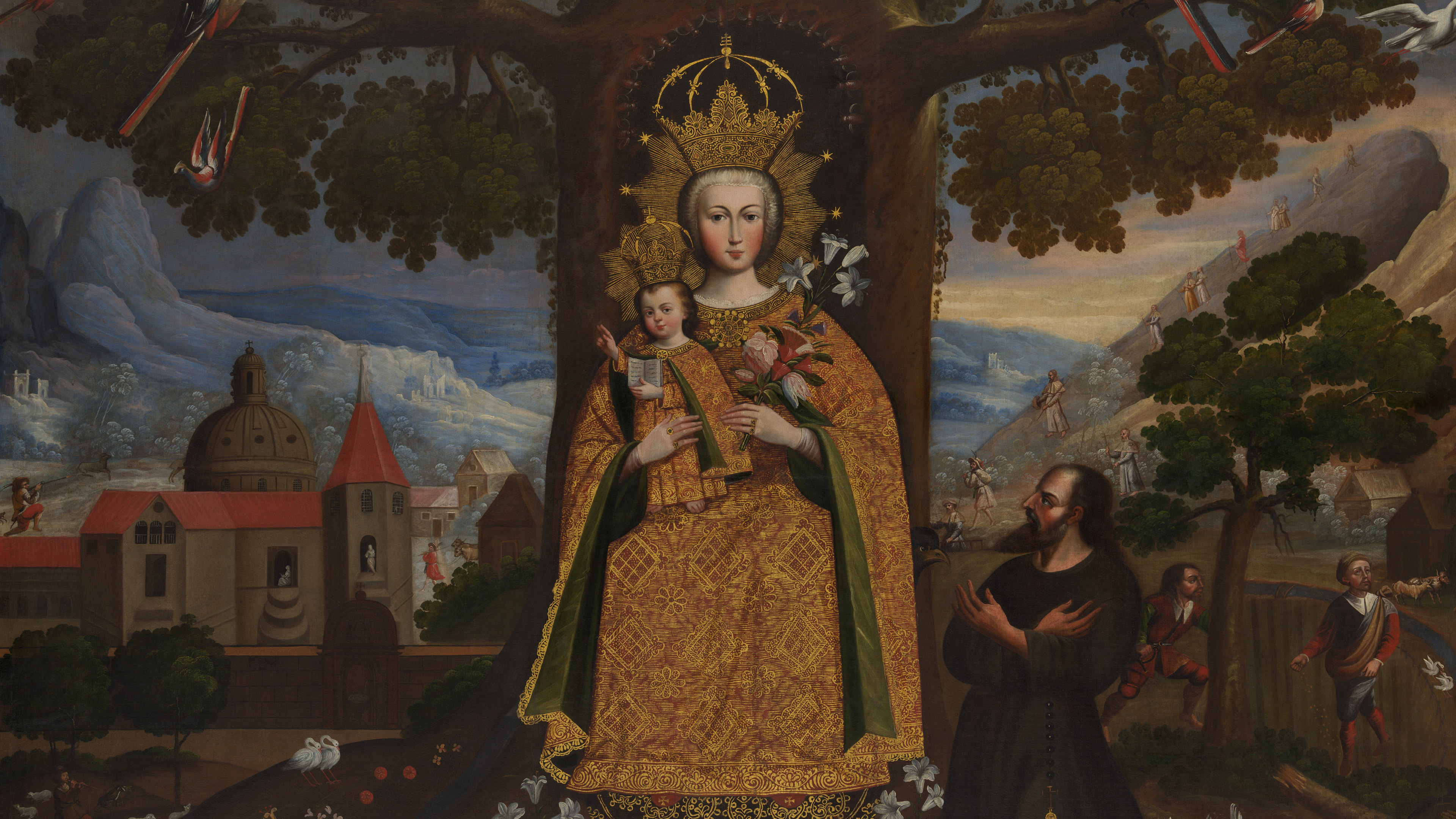 Image: Our Lady of Valvanera. Unknown Cuzco Artist, Peru, ca. 1770–80. Oil and gold on canvas. 80 1/16 × 95 7/8 in. (203.4 × 243.5 cm). Gift of James Kung Wei Li, in memory of Ambassador and Mme Ti-Tsun Li, Republic of China, 2018.