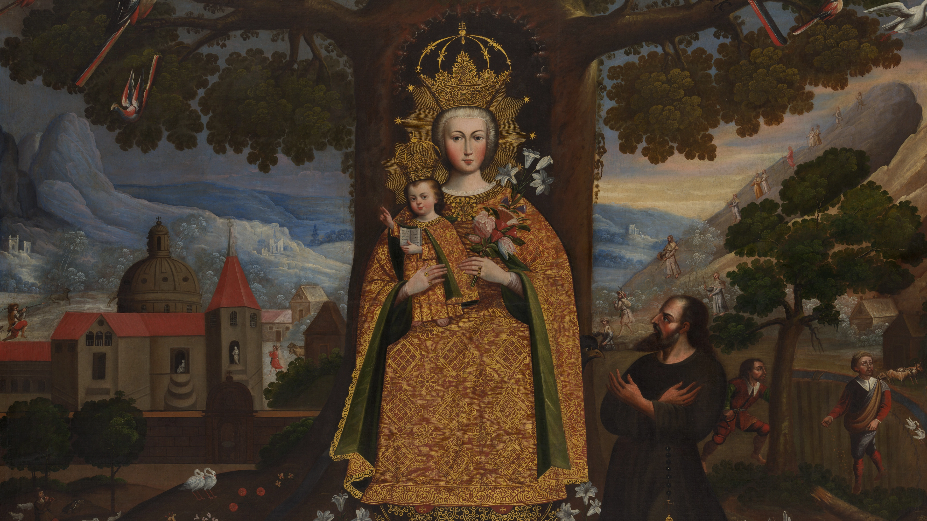 Image: Our Lady of Valvanera. Unknown Cuzco Artist, Peru, ca. 1770–80. Oil and gold on canvas. 80 1/16 × 95 7/8 in. (203.4 × 243.5 cm). Gift of James Kung Wei Li, in memory of Ambassador and Mme Ti-Tsun Li, Republic of China, 2018.