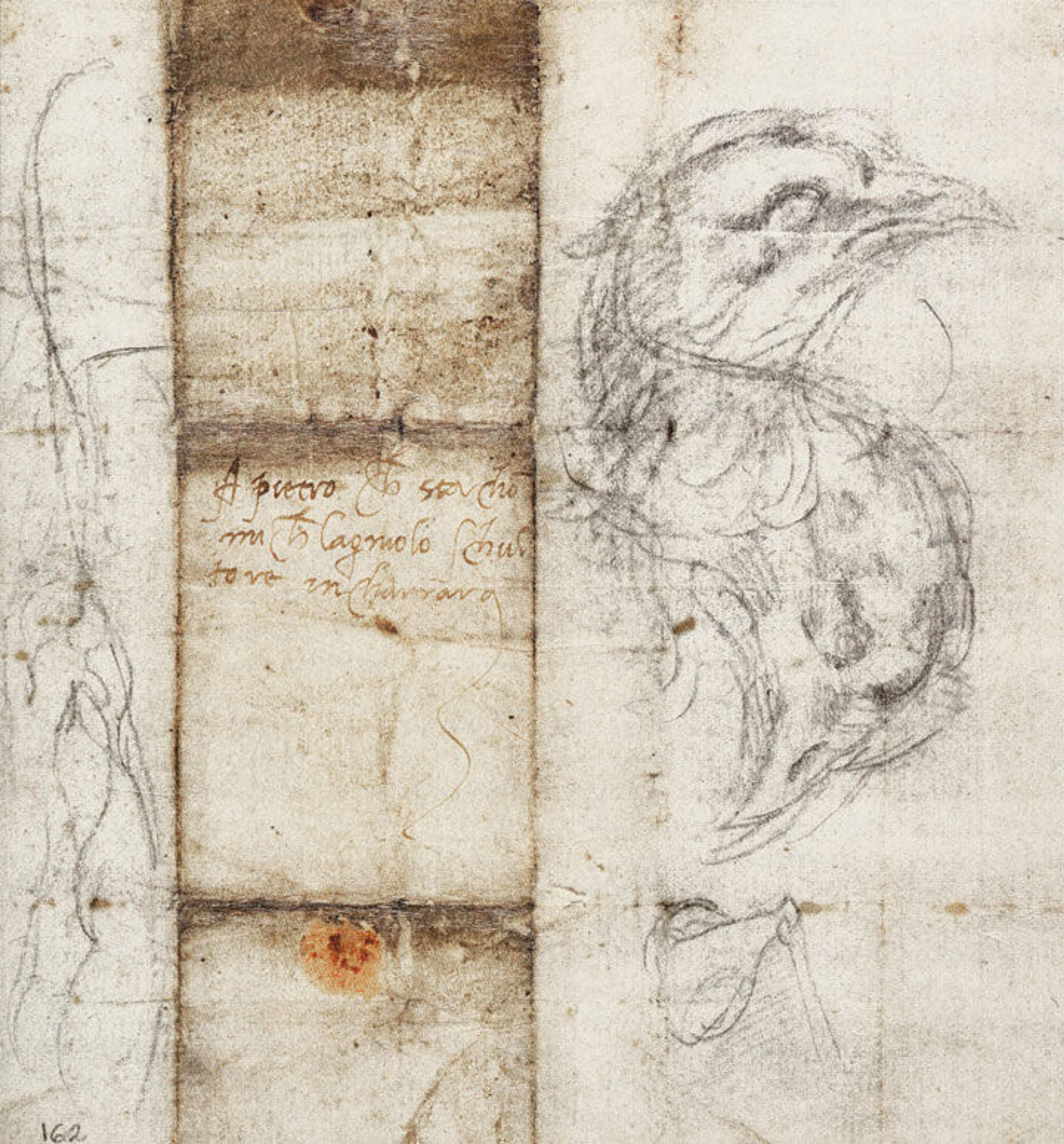 A letter Michelangelo wrote to Pietro Urbano on paper adorned with the artist's sketches of birds