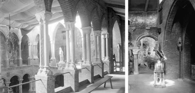 Archival photos of sunlit, airy stone courtyards.