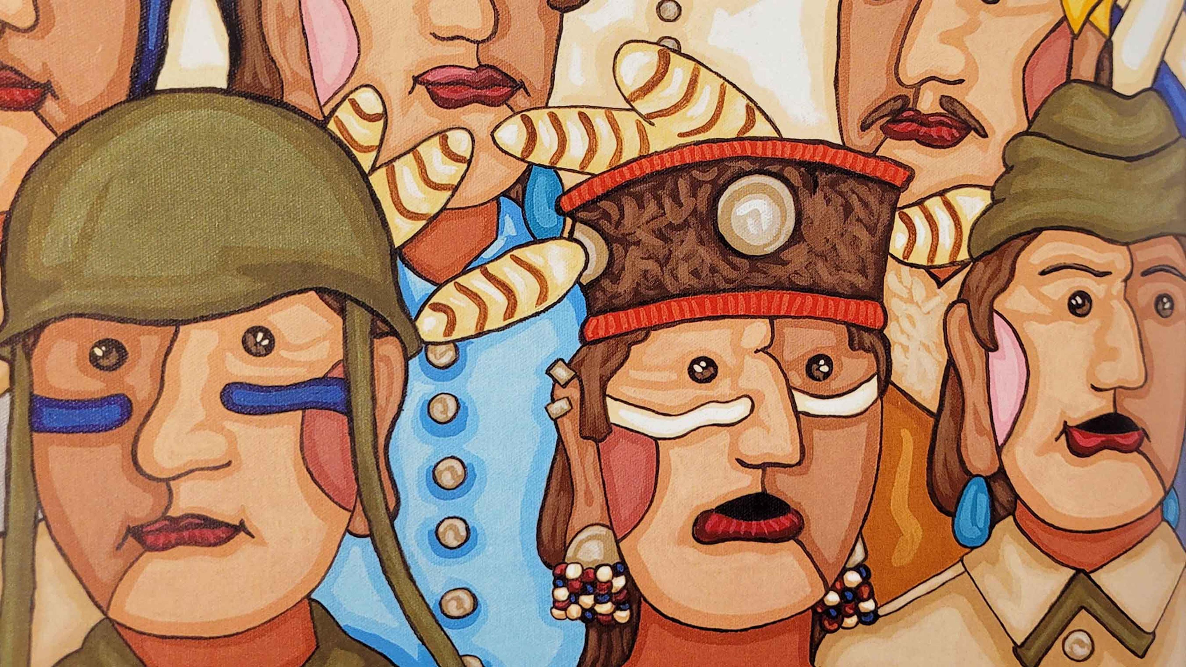 Portrait of several Native American veterans