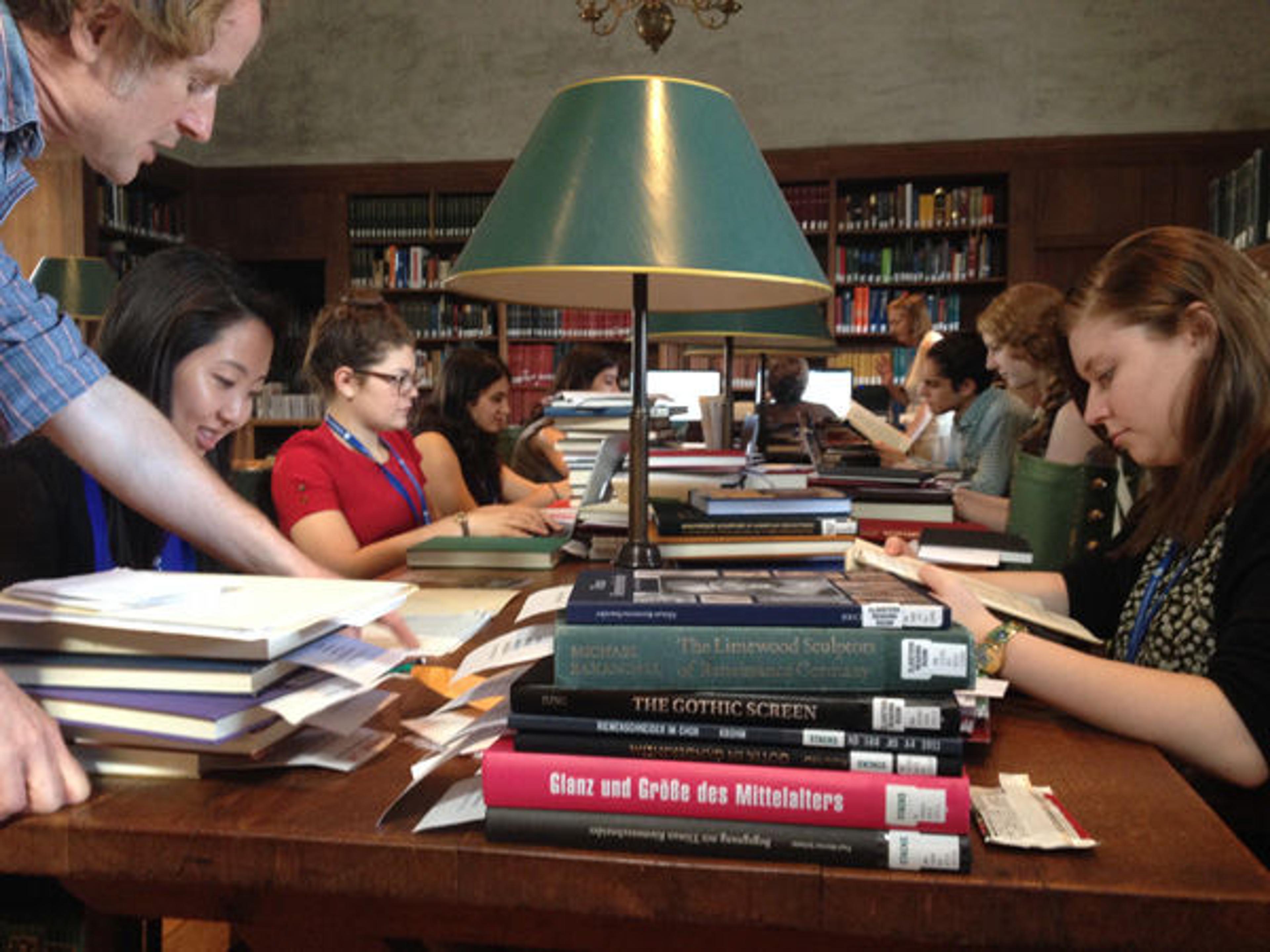 Cloisters interns in The Cloisters Library