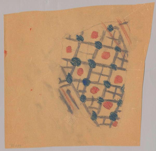 Colored-pencil sketch of a fragment of a wall painting