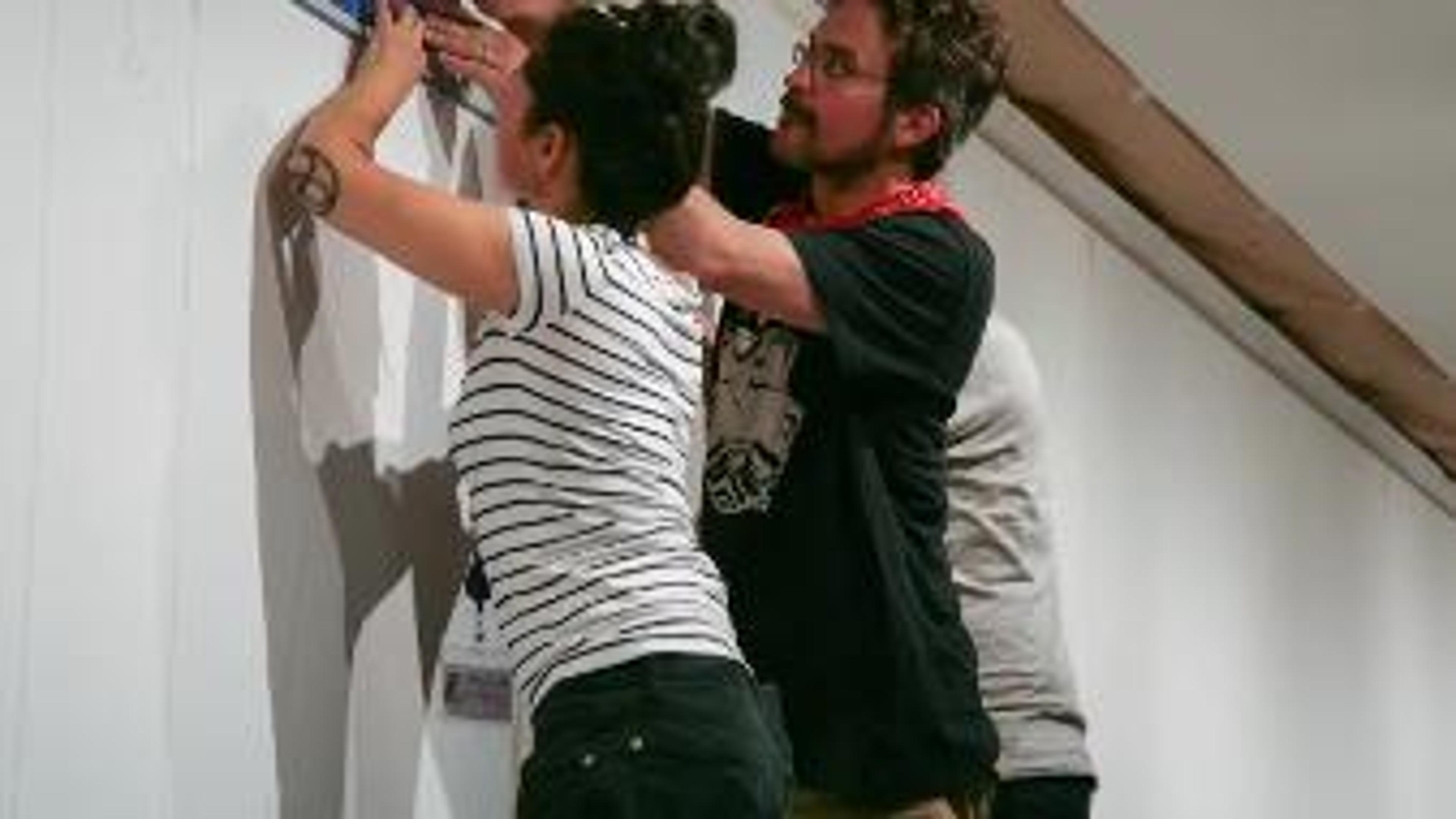 People installing Sol LeWitt's work in the gallery