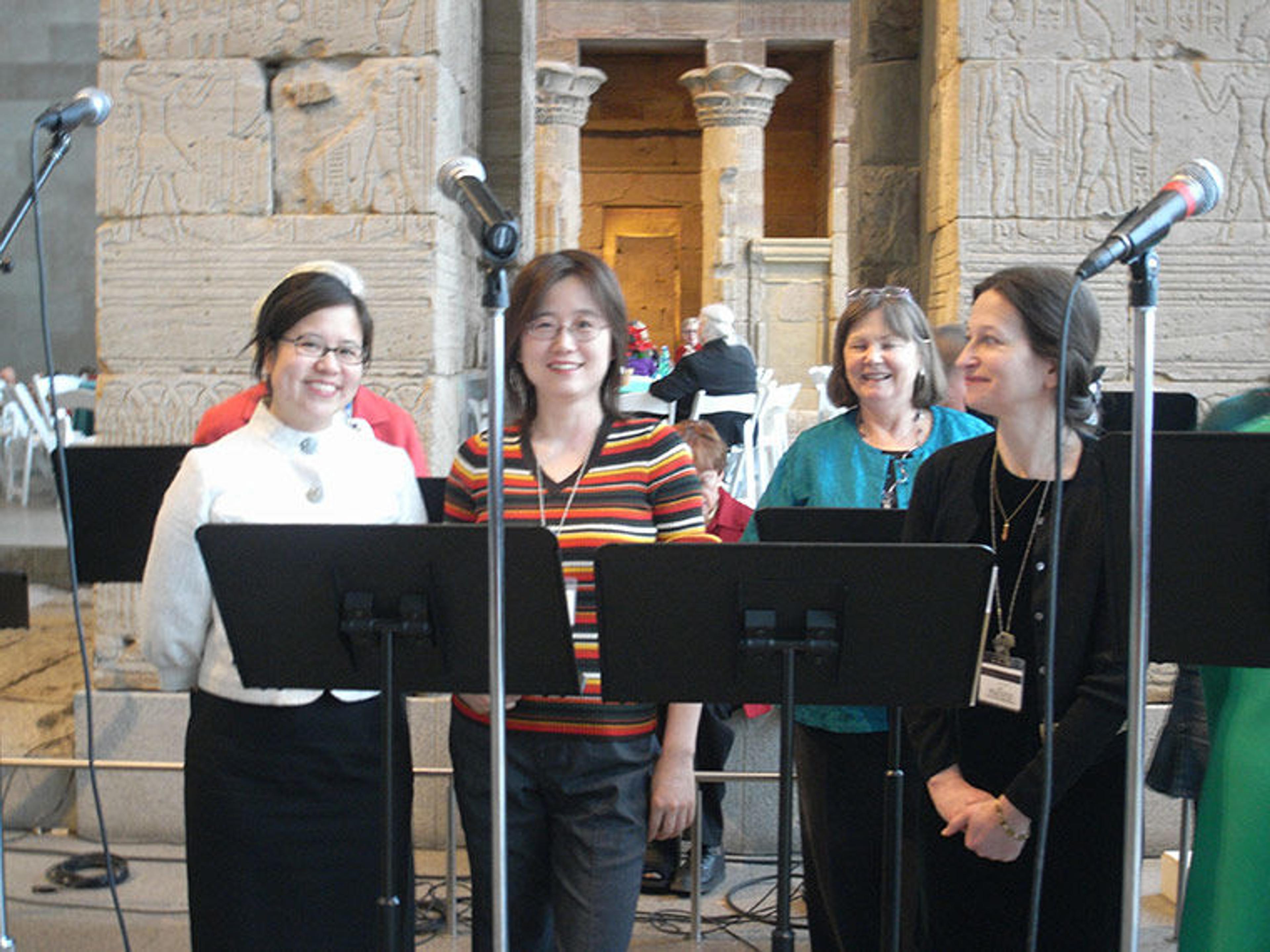 Librarians singing in the Temple of Dendur