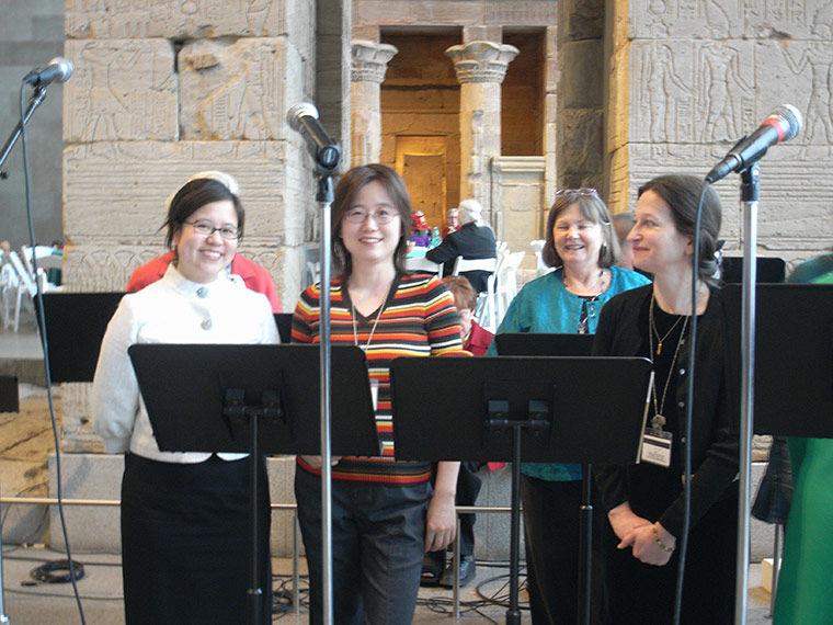 Librarians singing in the Temple of Dendur