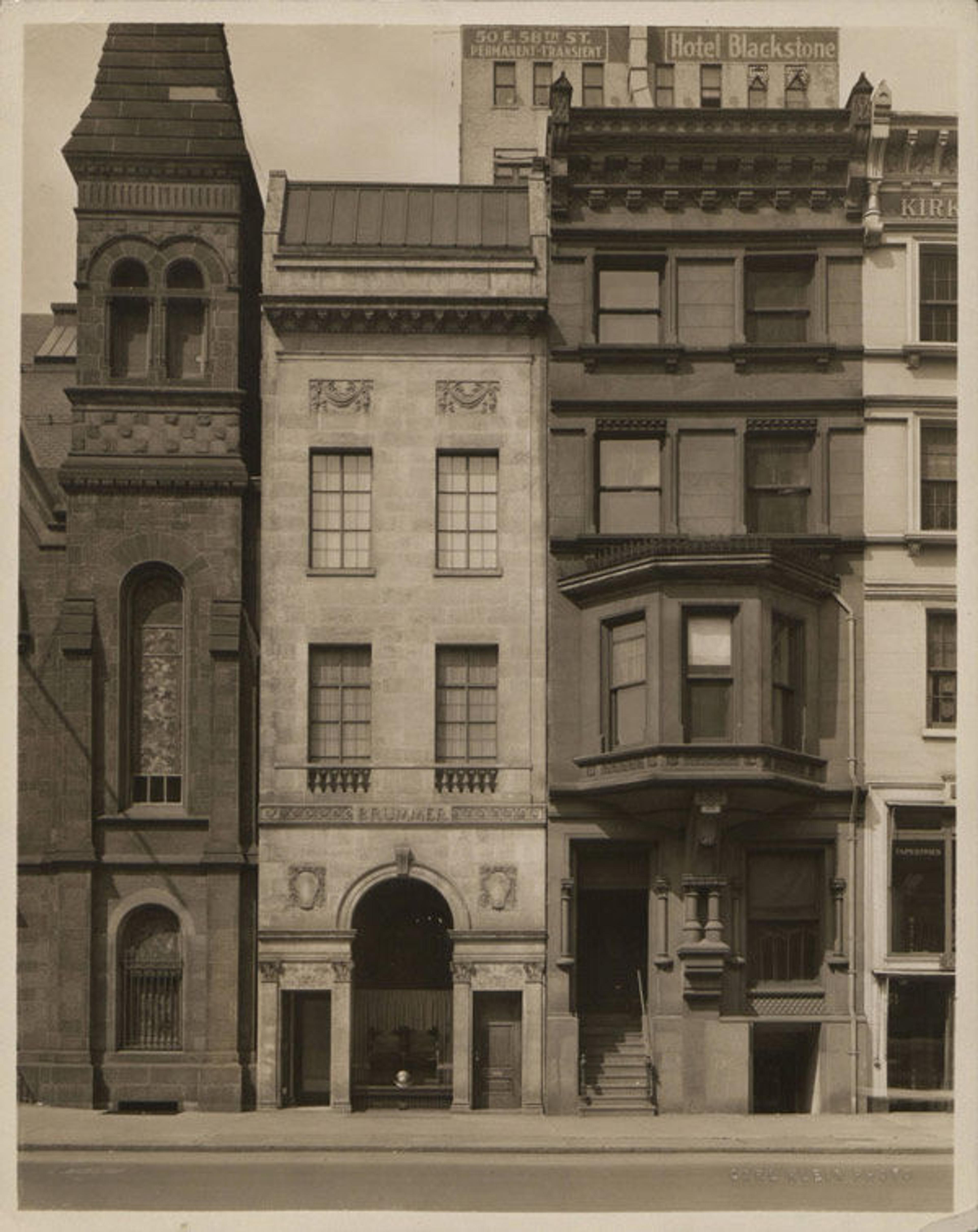 Exterior of the Brummer Gallery, East 57th Street, New York, ca. 1925. The Cloisters Library and Archives