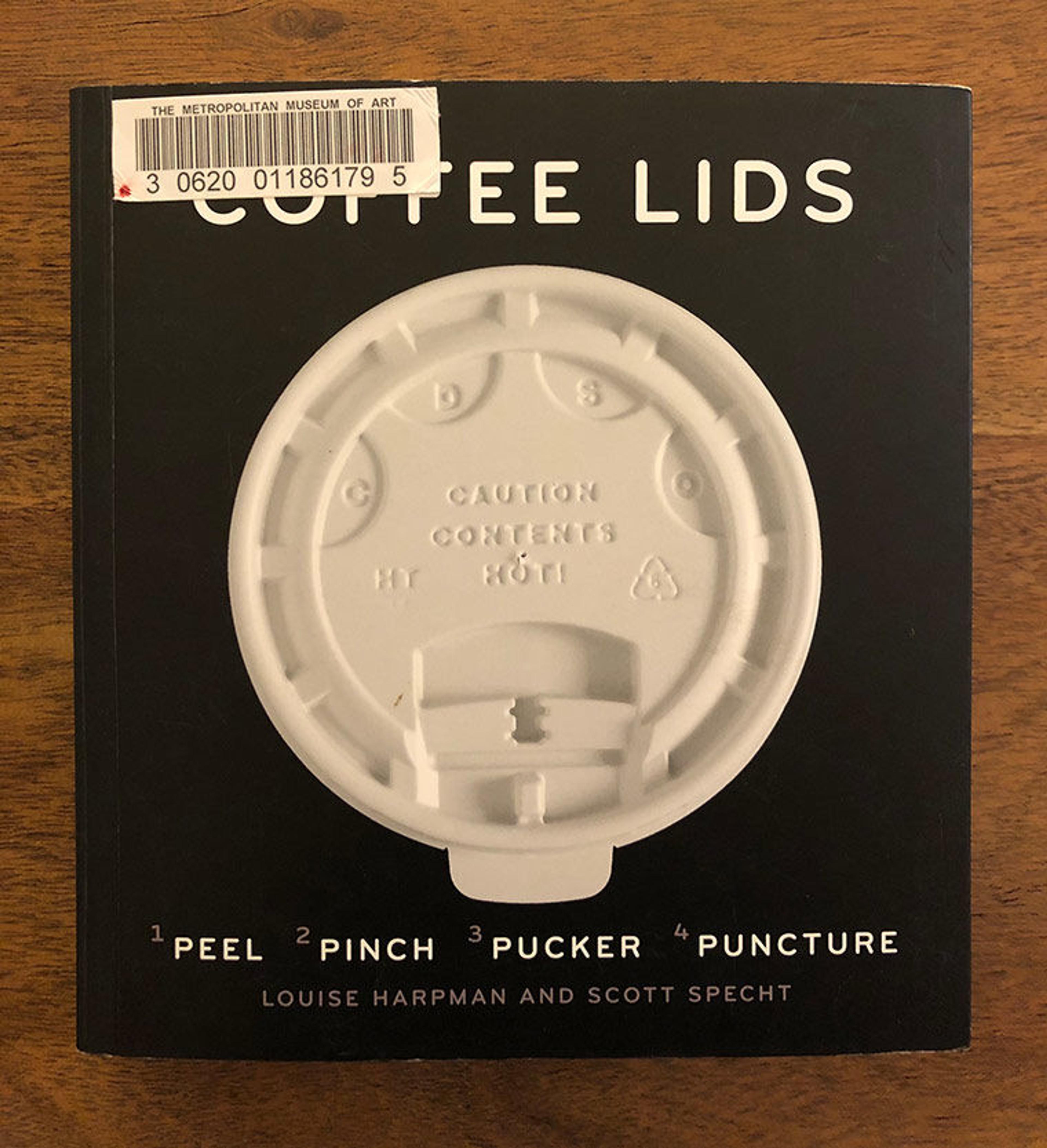Cover of book with coffee lid illustration