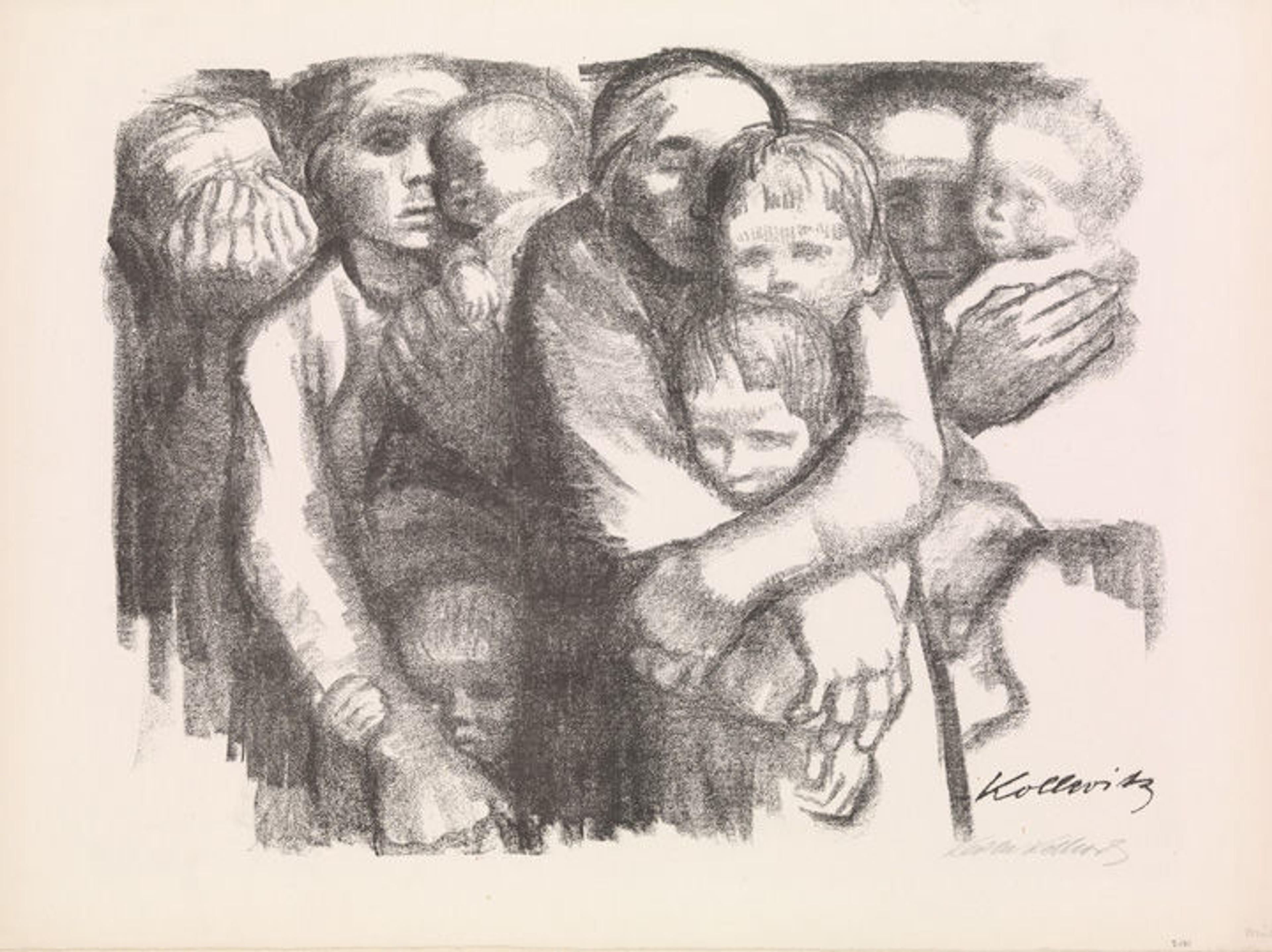 Käthe Kollwitz's 'Mothers (Mütter)' showing a group of women holding babies and small children