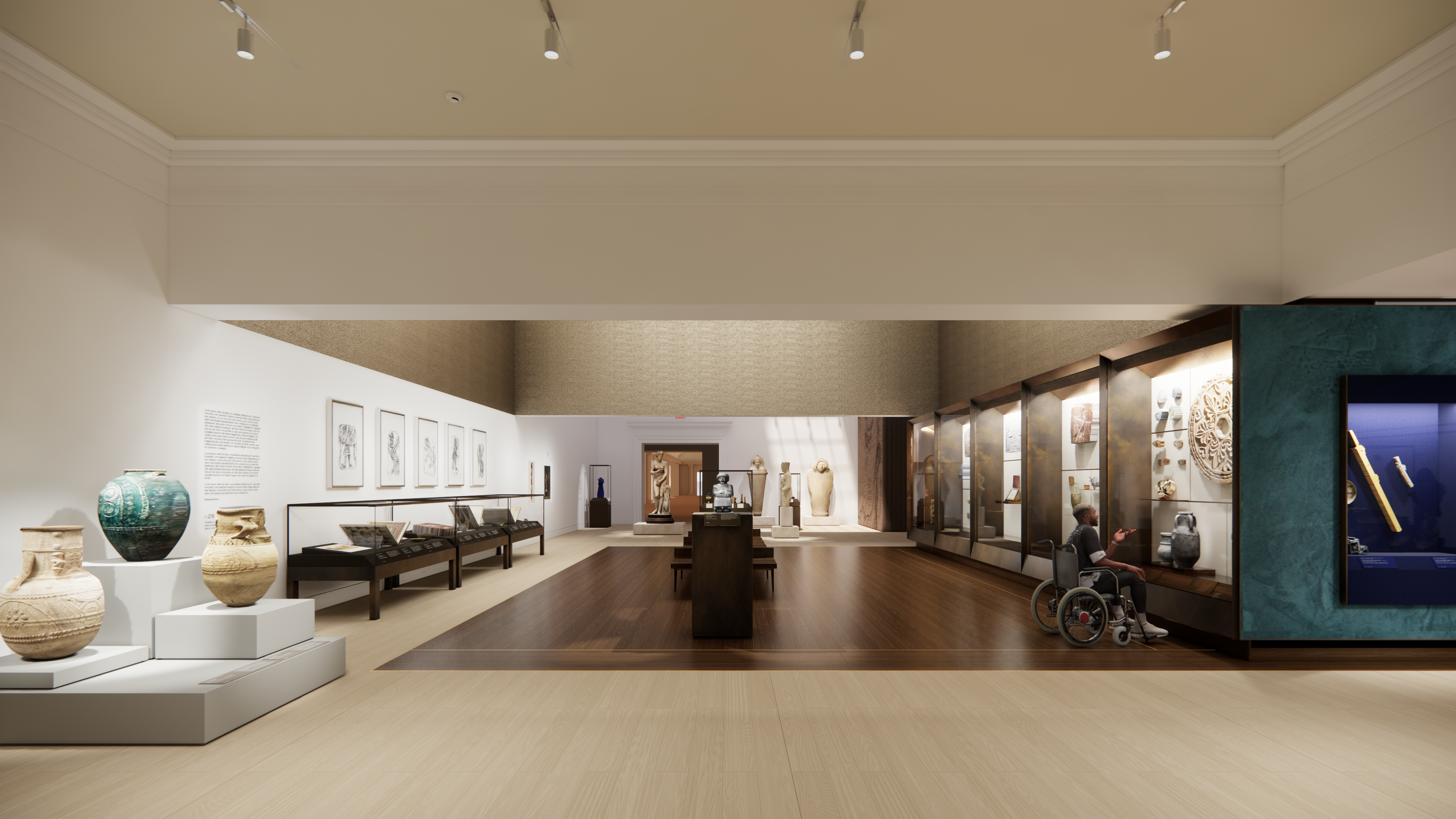 Rendering of the future galleries for the Arts of the Ancient West Asia and Cyprus