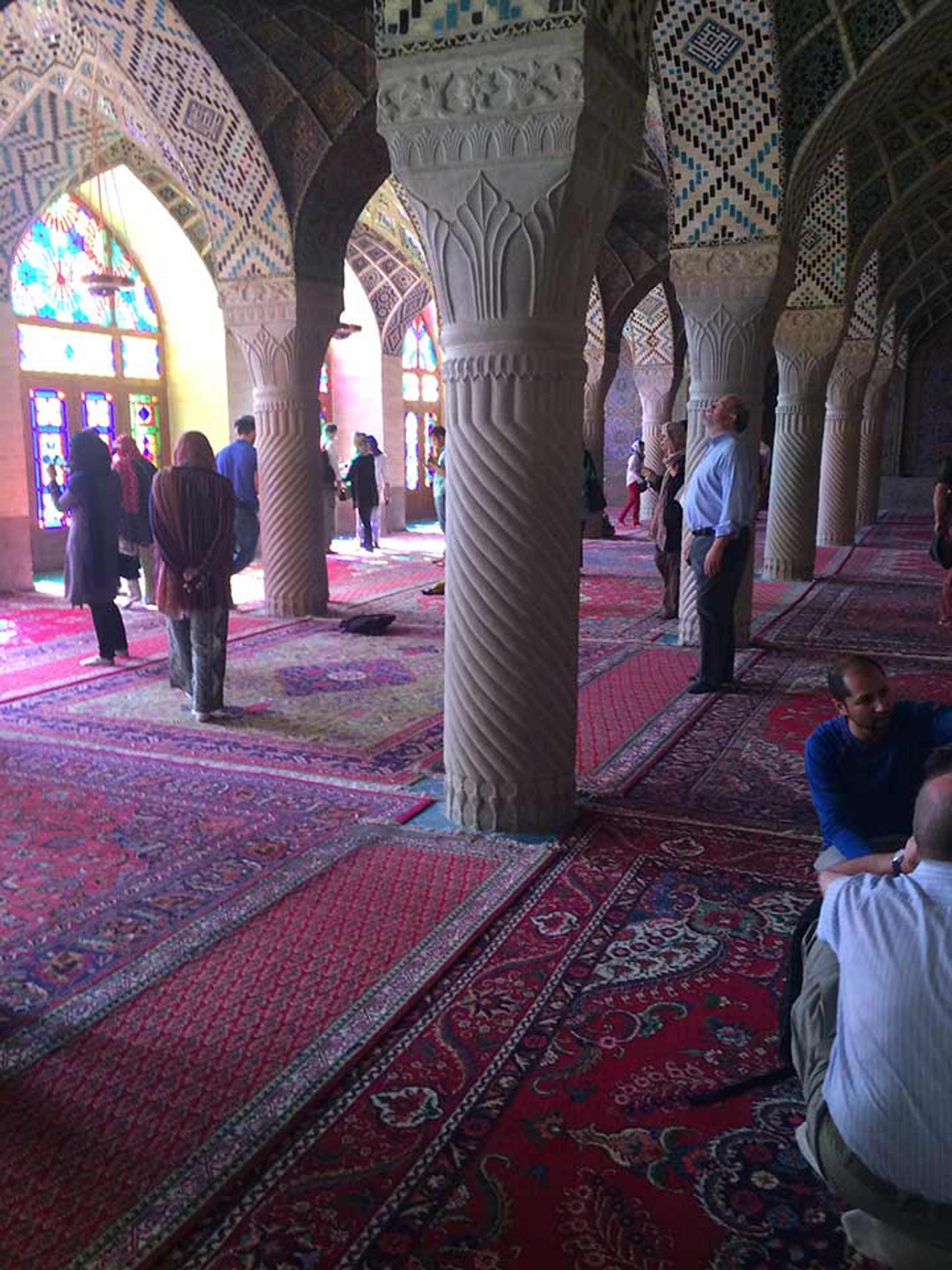 Interior view of Vakil Mosque, Shiraz, with columns