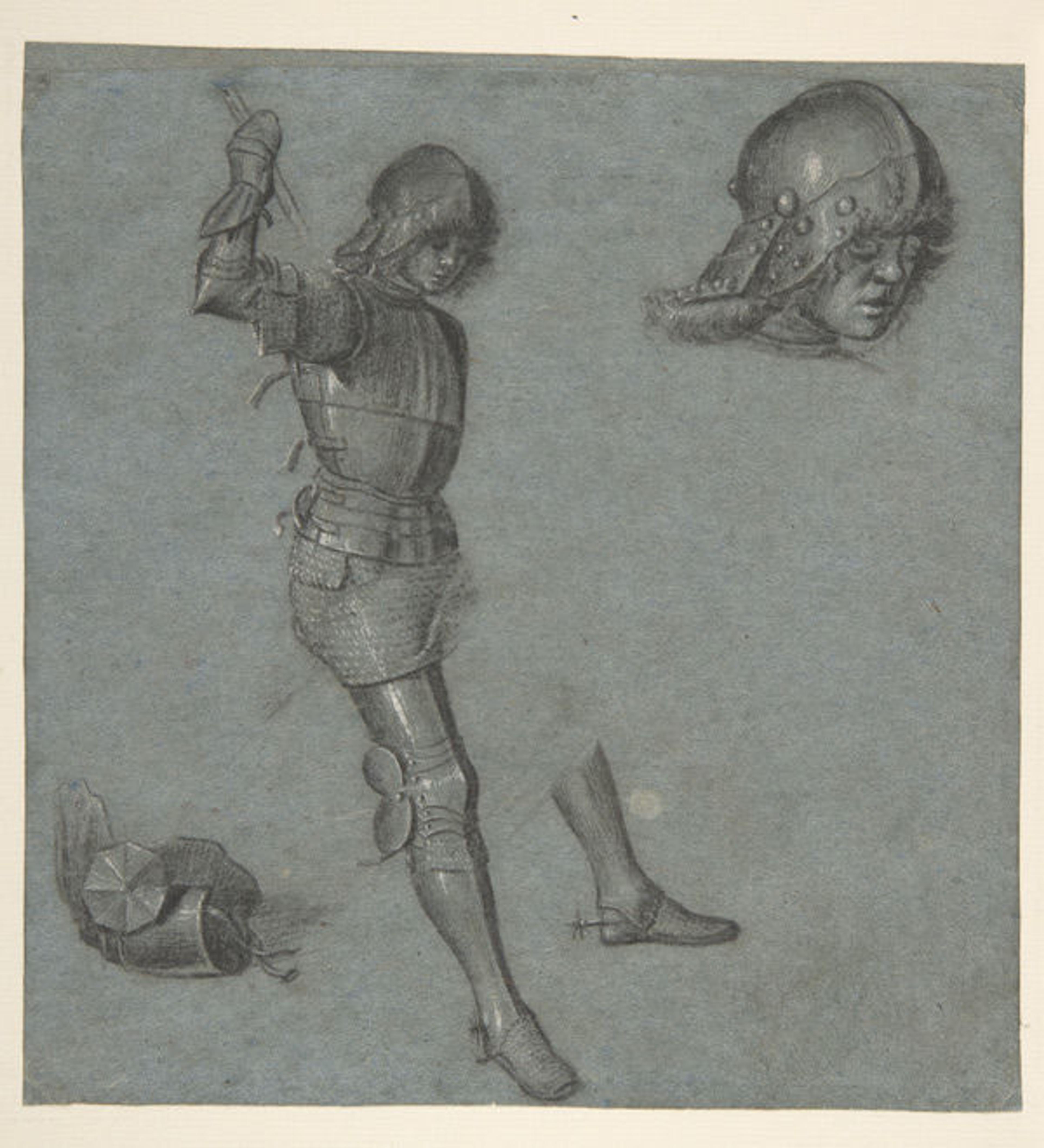 Vittore Carpaccio (Italian, 1460/66?–1525/26). Studies of a Seated Youth in Armor, ca. 1505 (54.119)
