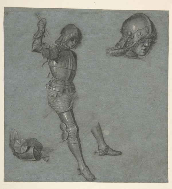 Vittore Carpaccio (Italian, 1460/66?–1525/26). Studies of a Seated Youth in Armor, ca. 1505 (54.119)