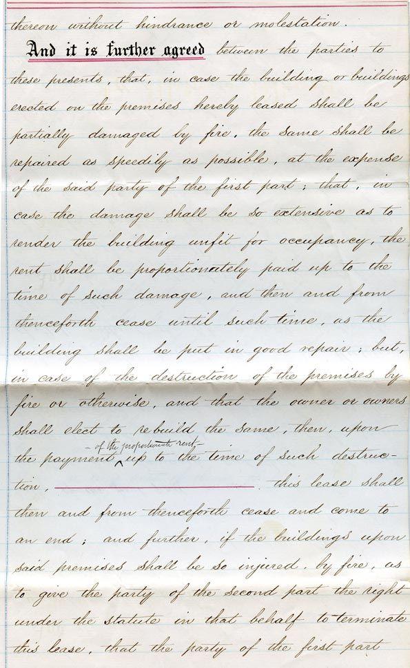 Lease for the property