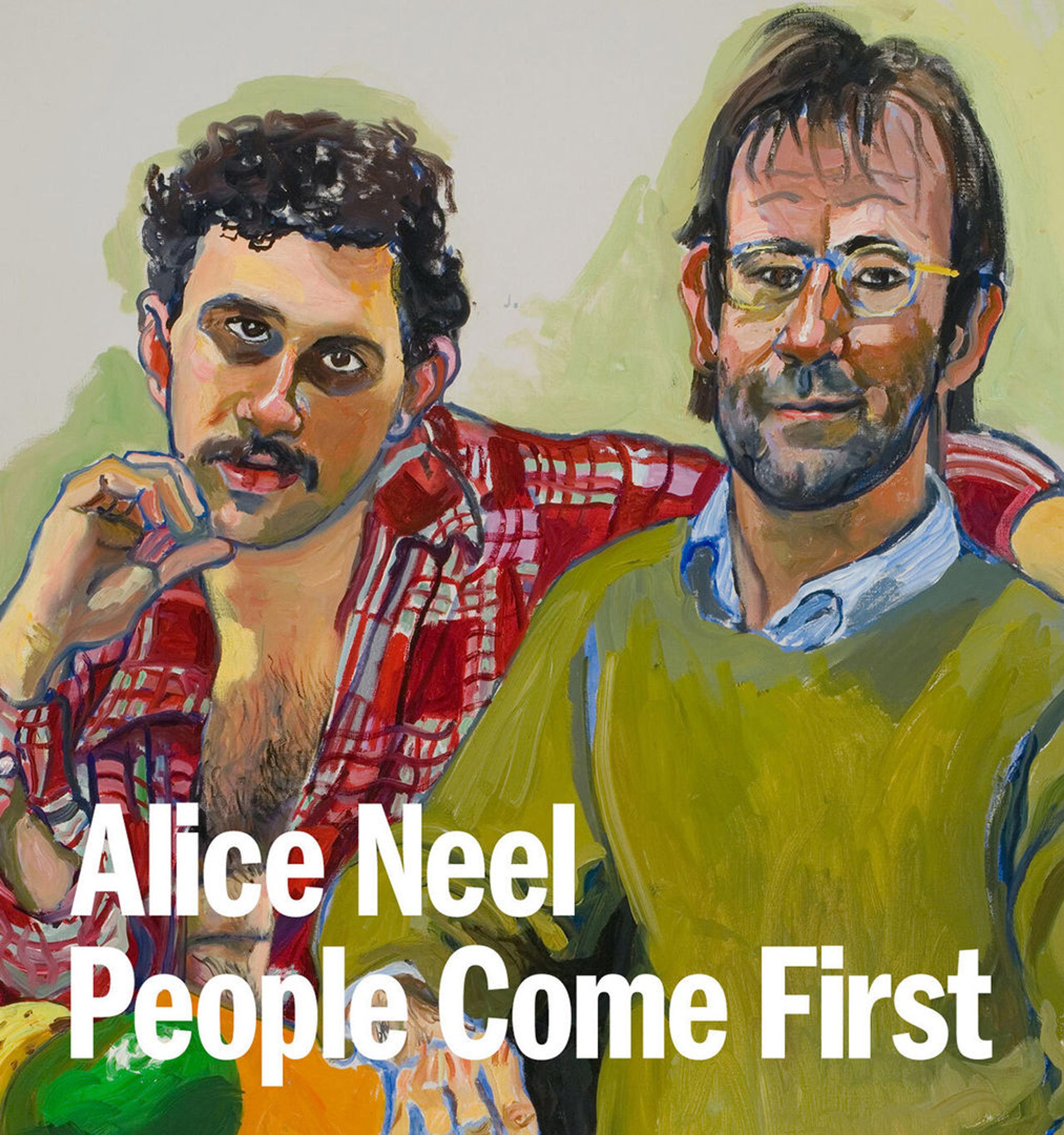 Portrait of two men: the one on the right dons a green sweater, a receding hairline, glasses, and stubble, while the other has an unbuttoned red plaid shirt, a mustache, his chin resting on his hand in a thoughtfol pose.