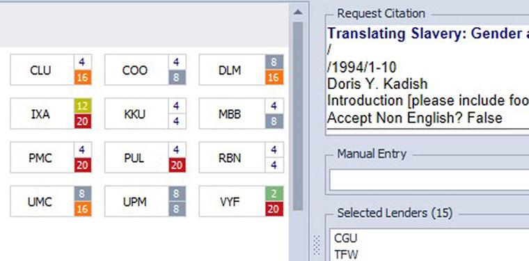 Screen of library loan statuses