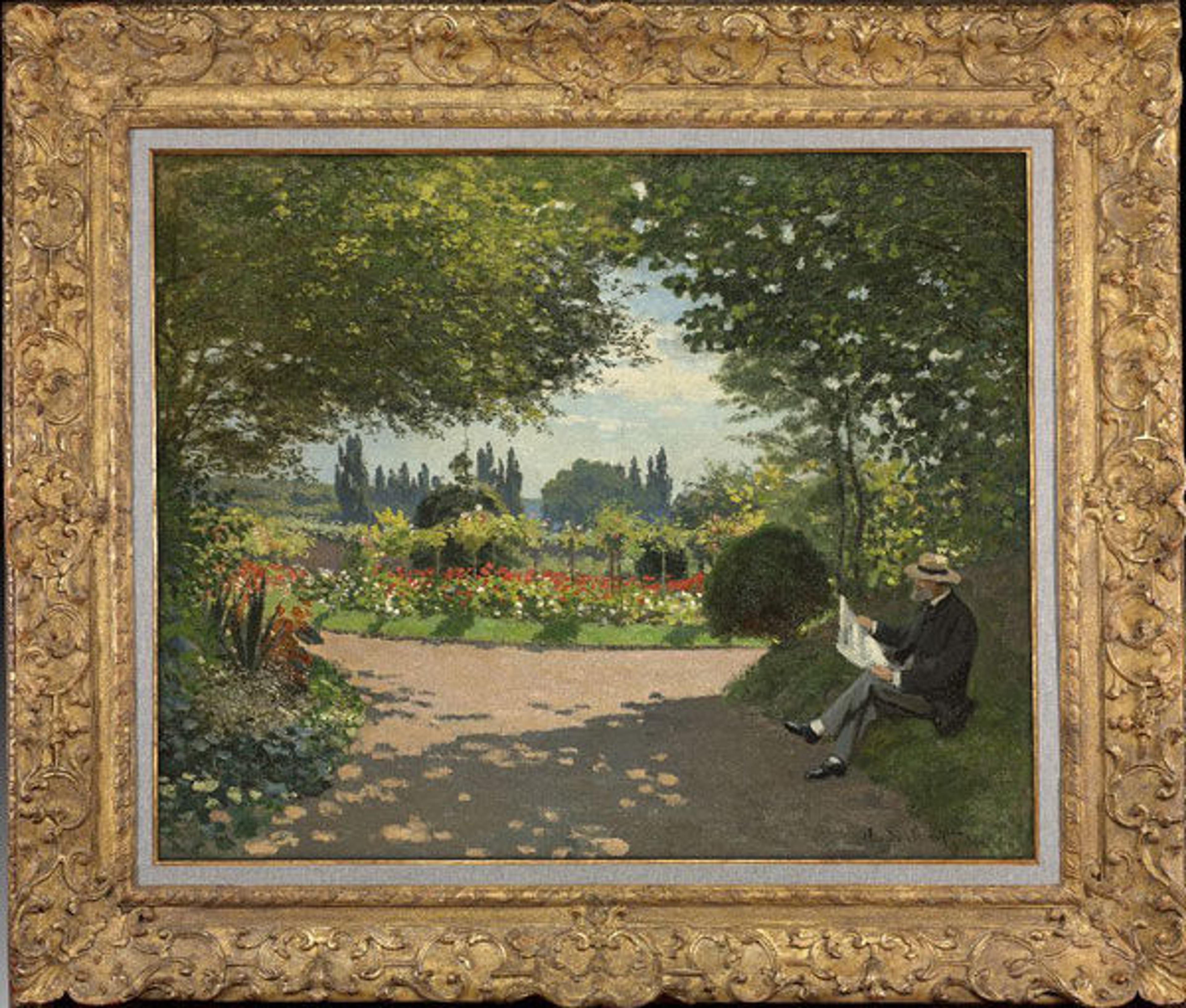 Claude Monet (French, 1840–1926). Adolphe Monet (1800–1871) Reading in a Garden, 1867. Oil on canvas. Lent by Lawrence J. Ellison
