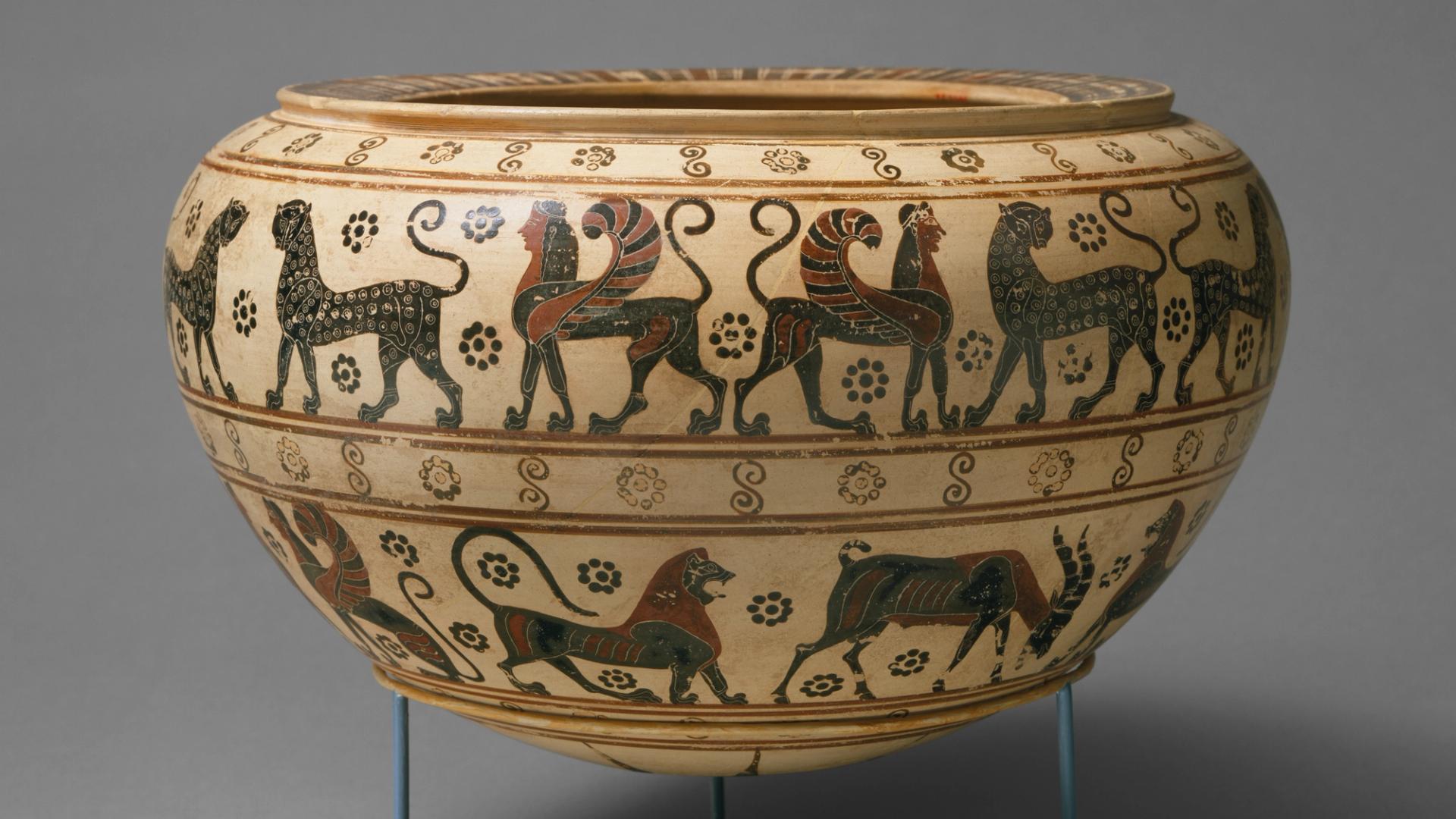 Attributed to Oltos - Terracotta psykter (vase for cooling wine ...