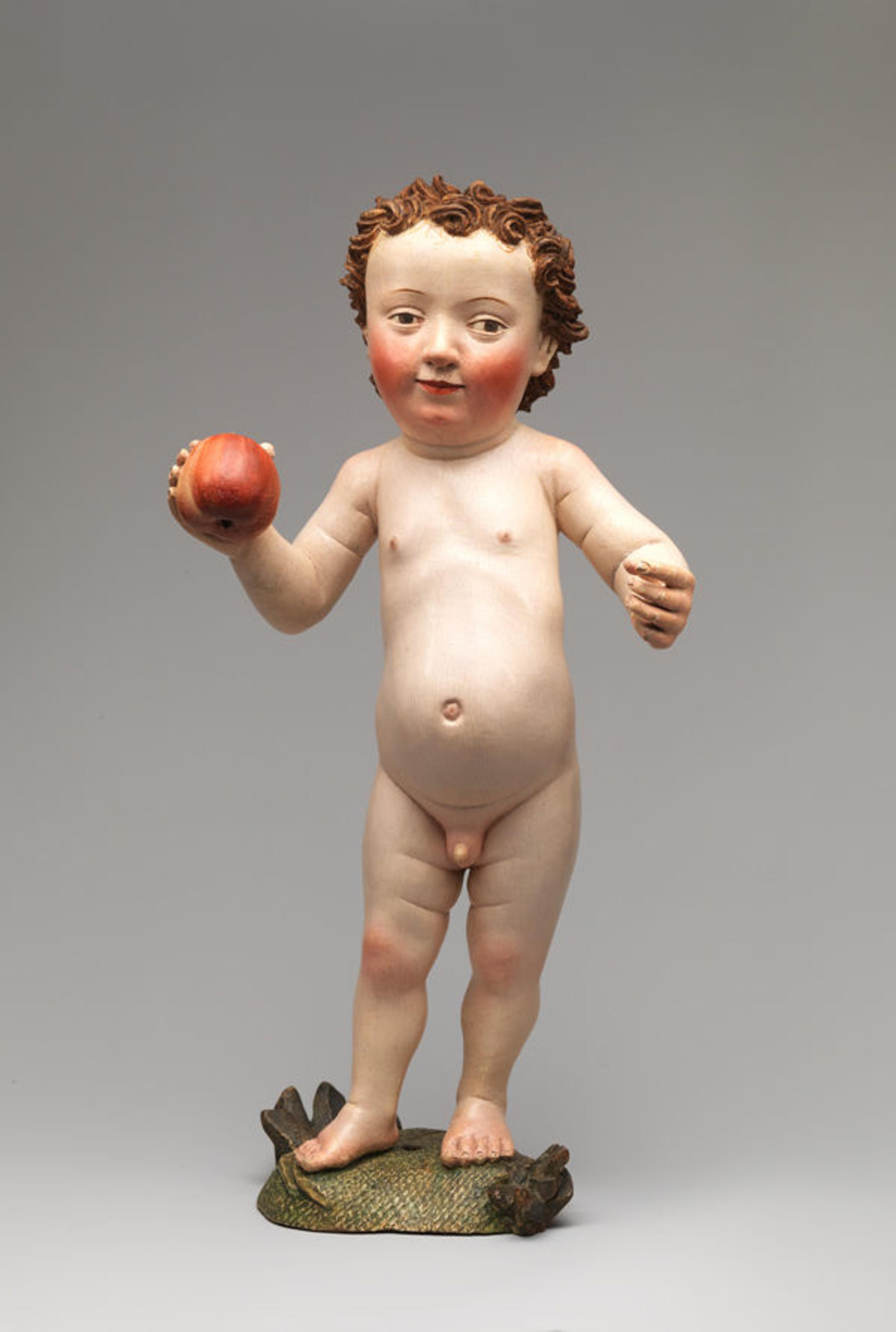 Christ Child with an Apple, Workshop of Michel Erhart, ca. 1470–80. Made in Ulm, Germany. Willow with original paint and traces of gold. 14 15/16 x 7 ½ x 4 ¾ in. The Cloisters Collection, 2012 (2012.449). 