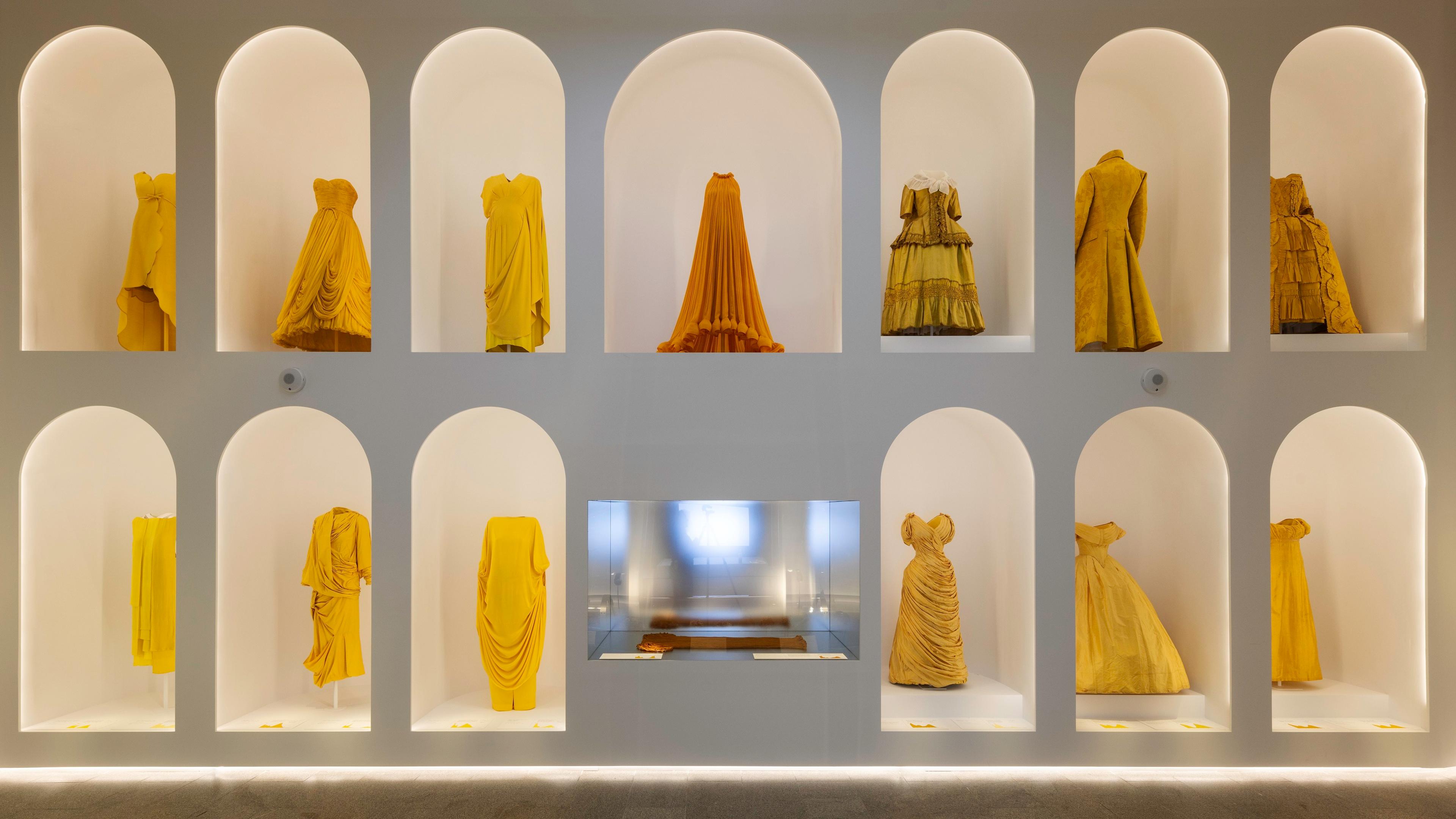 Golden dresses in the Sleeping Beauties: Reawakening Fashion exhibition