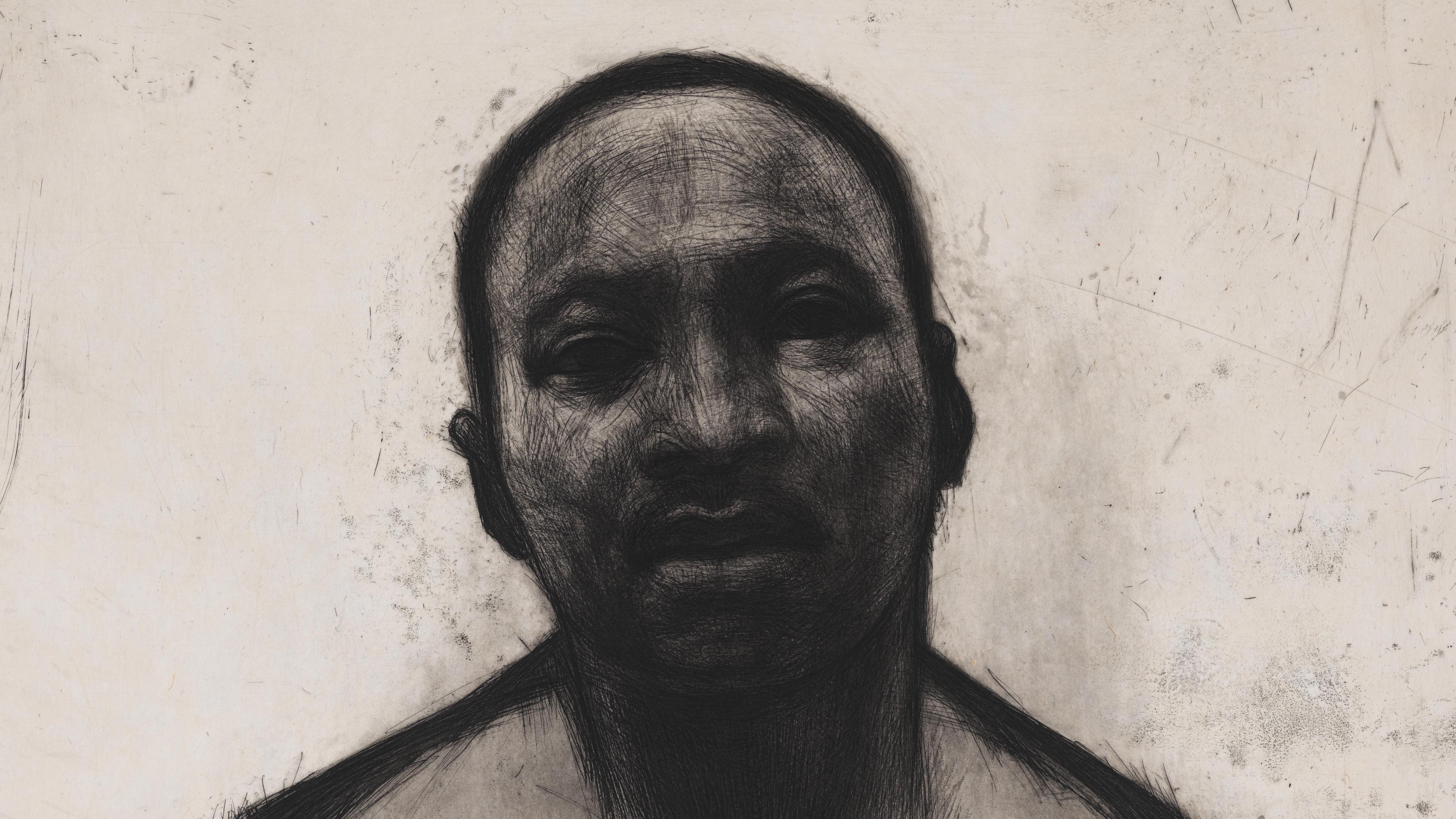 Sketch black and tan image of Dr. Martin Luther King, JR.