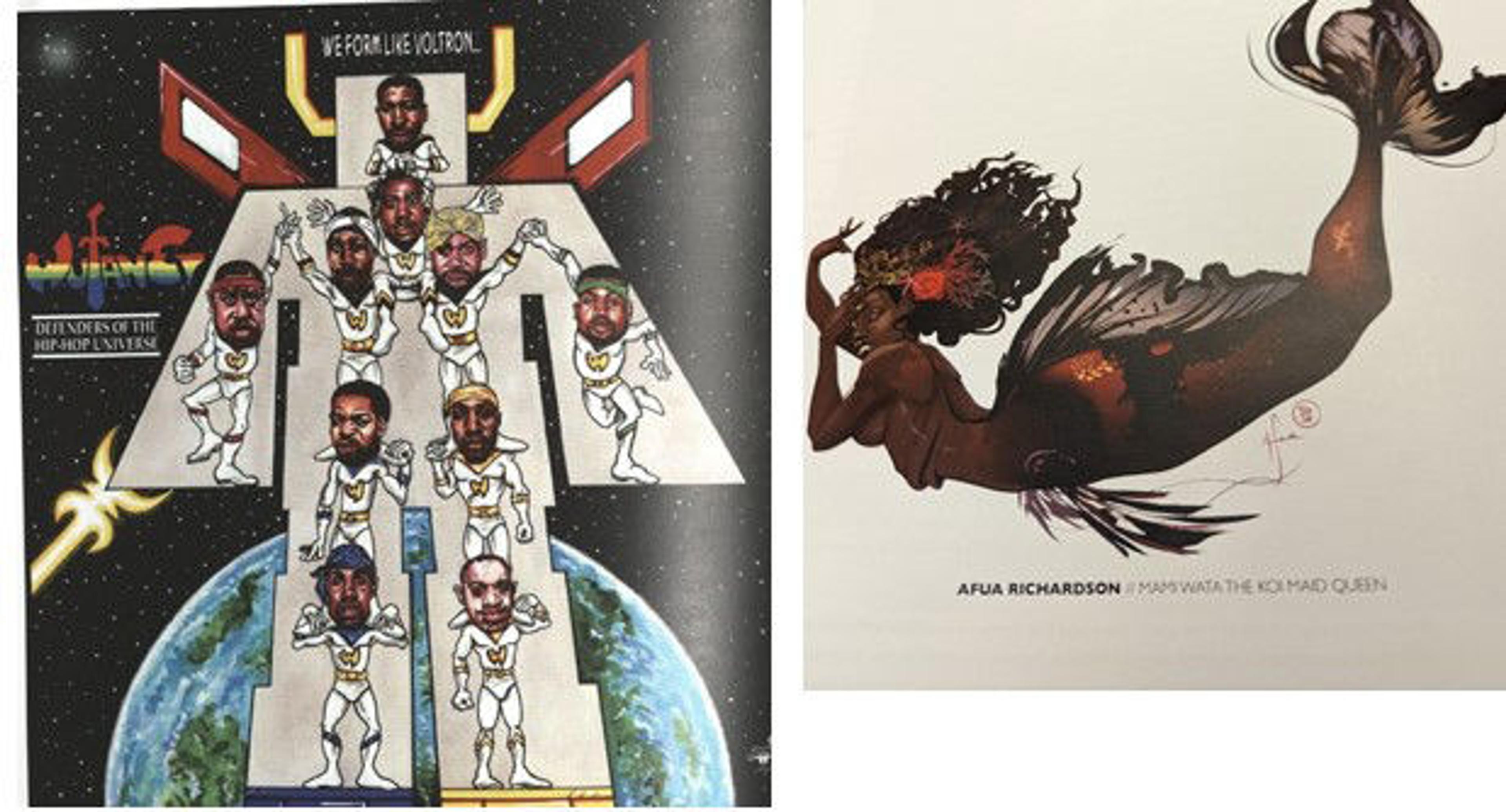Two illustrations from Cosmic Underground: A Grimoire of Black Speculative Discontent
