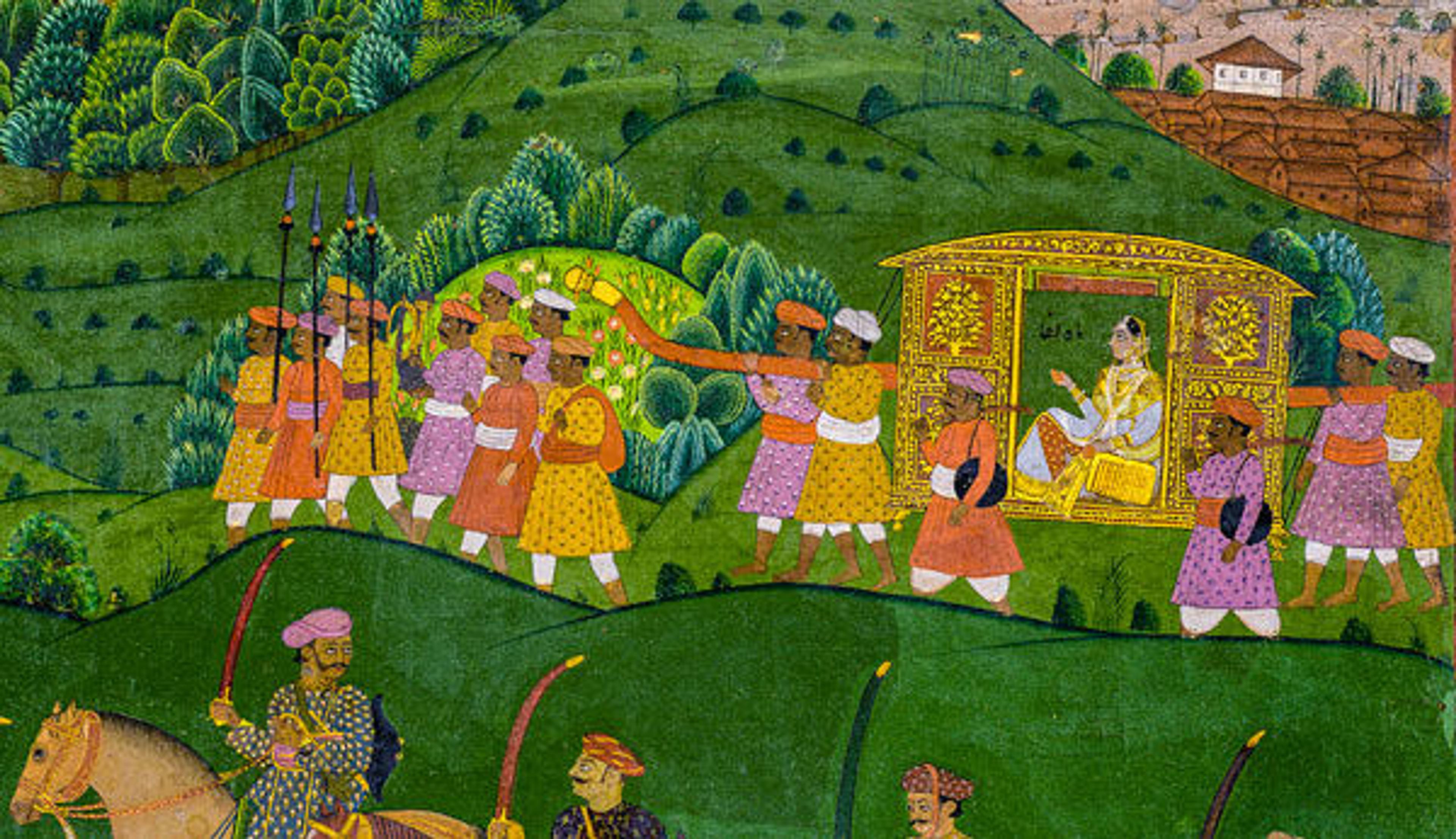 Rai Ventkatchallam. Hunting Party of Nizam 'Ali Khan (detail), late 18th century. Opaque watercolor on canvas. Salar Jung Museum, Hyderabad