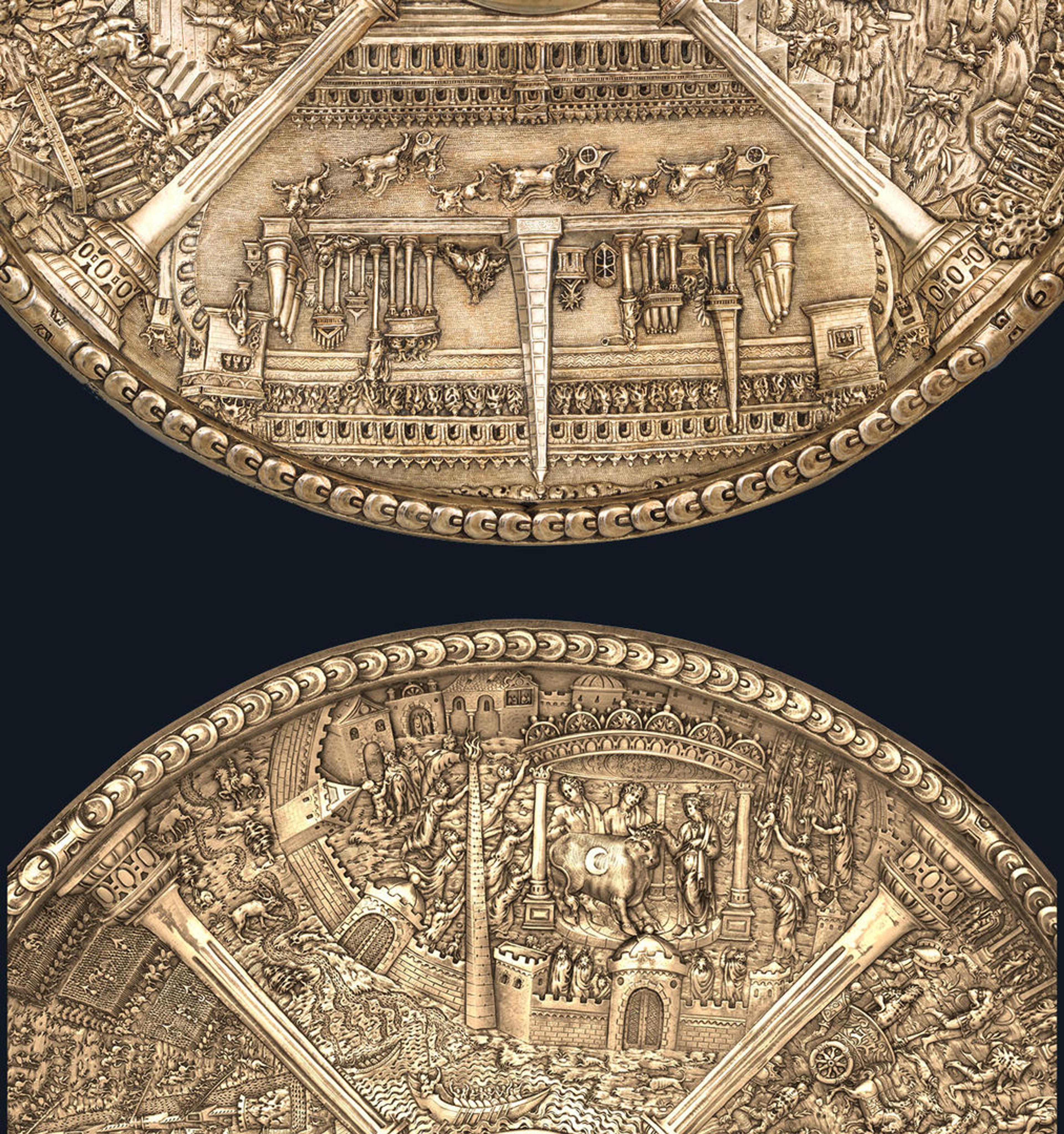 Details from the dish for the emperor Domitian and the dish for the emperor TItus