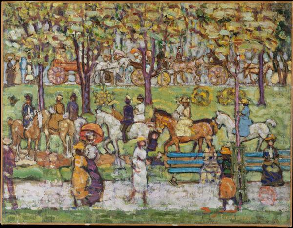 Maurice Brazil Prendergast (American, 1858–1924). Central Park, ca. 1914–15. Oil on canvas; 20 3/4 x 27 in. (52.7 x 68.6 cm). The Metropolitan Museum of Art, New York, George A. Hearn Fund, 1950 (50.25)