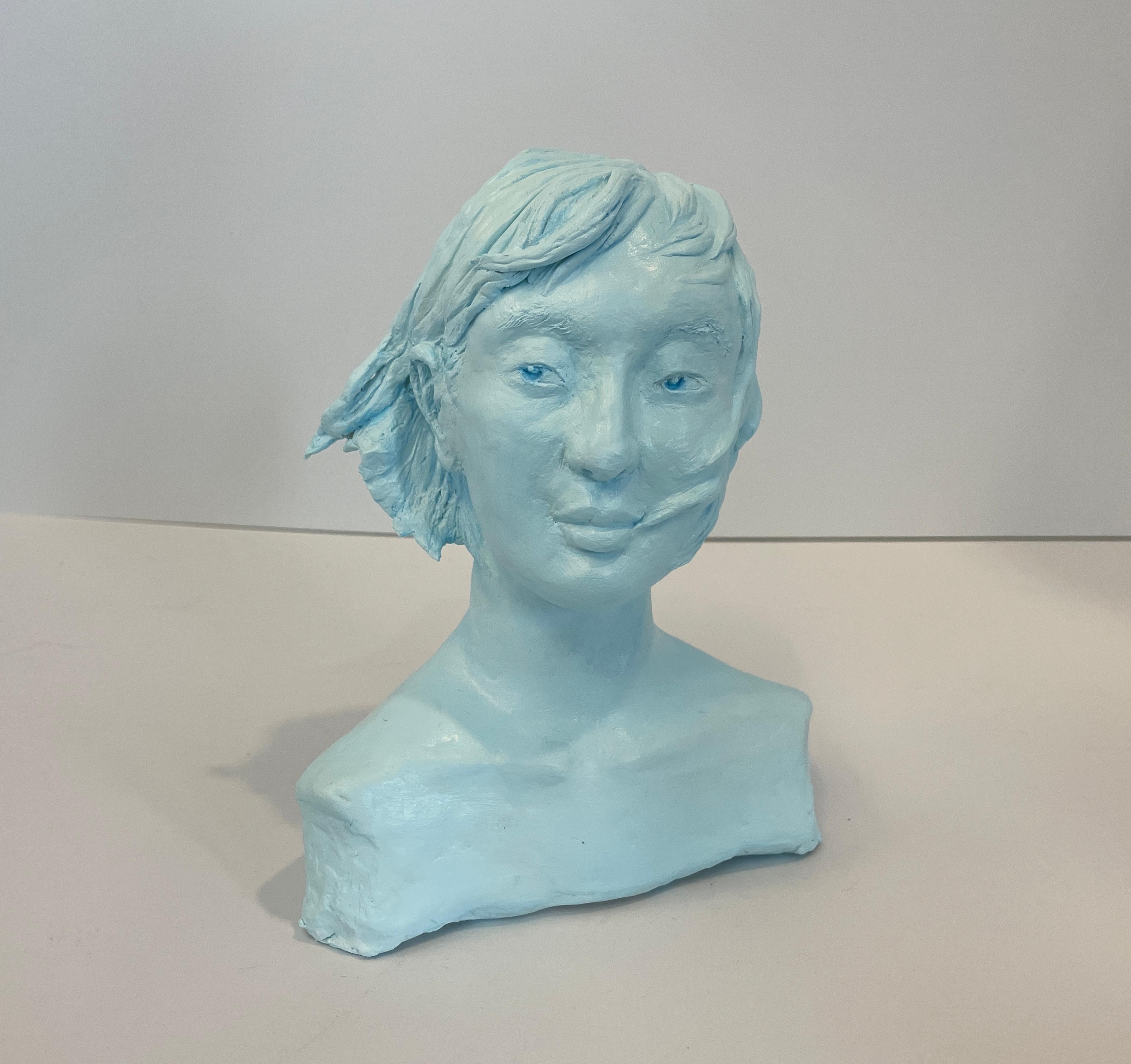 Blue marble stone head