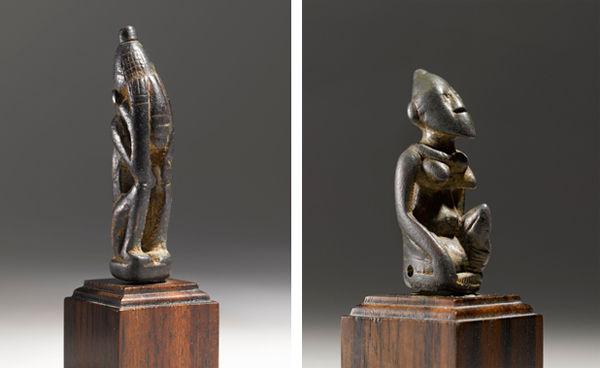 Seated Figure and Pendant with Kneeling Female Figure