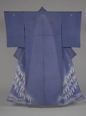 Unlined Summer Kimono (Hito-e) with Plovers in Flight over Stylized Waves | Japan, Taishō period (1912–26) | 1998.487.5