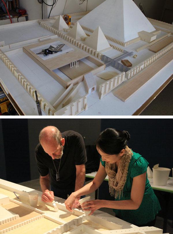 Model during final assembly; Sara Chen and Ronald Street