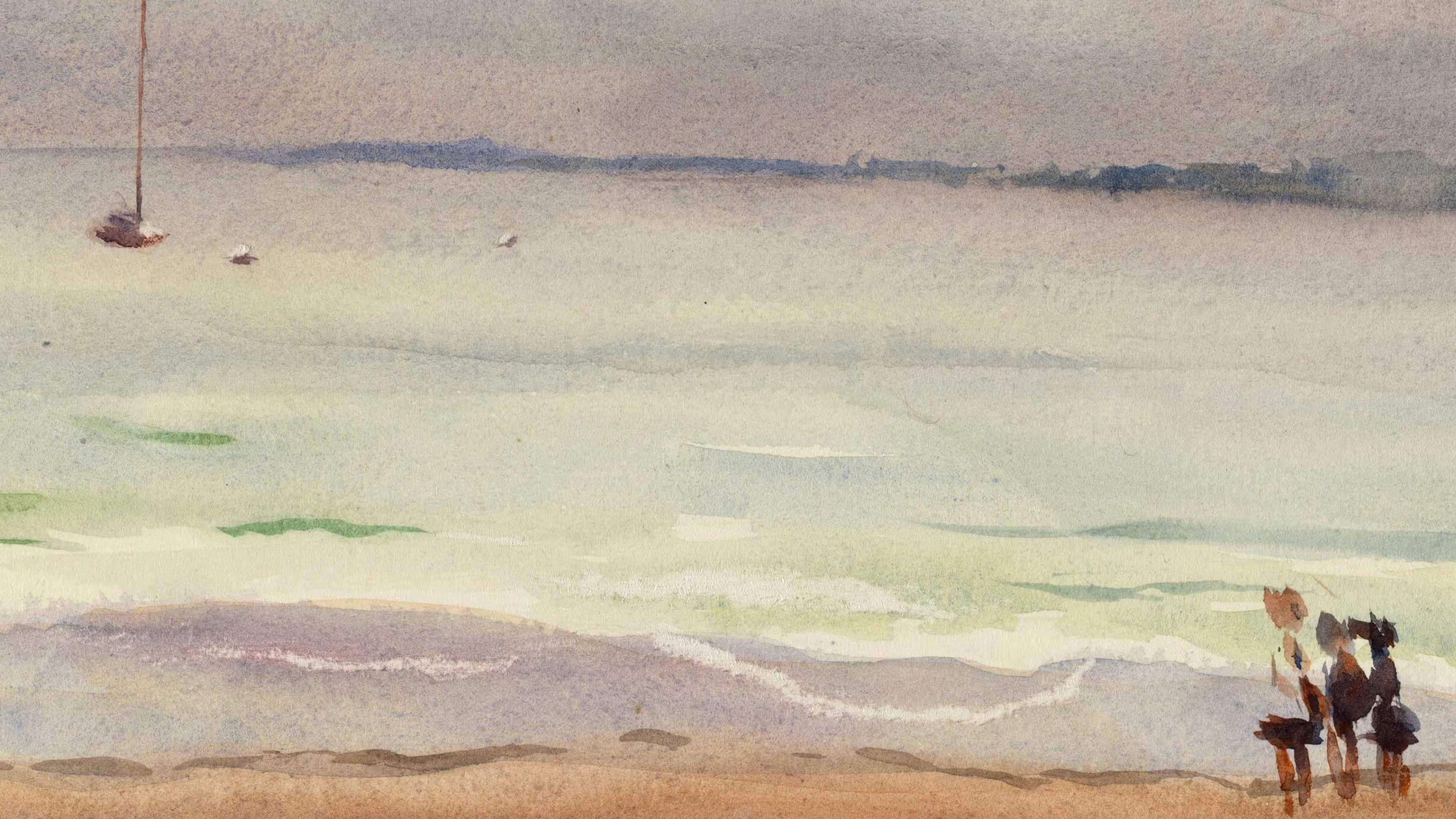 Emily Sargent, Sea with Boat & Figure, Pride's Crossing, 1923. Watercolor. The Metropolitan Museum of Art, New York, Anonymous Gift, at the request of members of the artist’s family, 2021