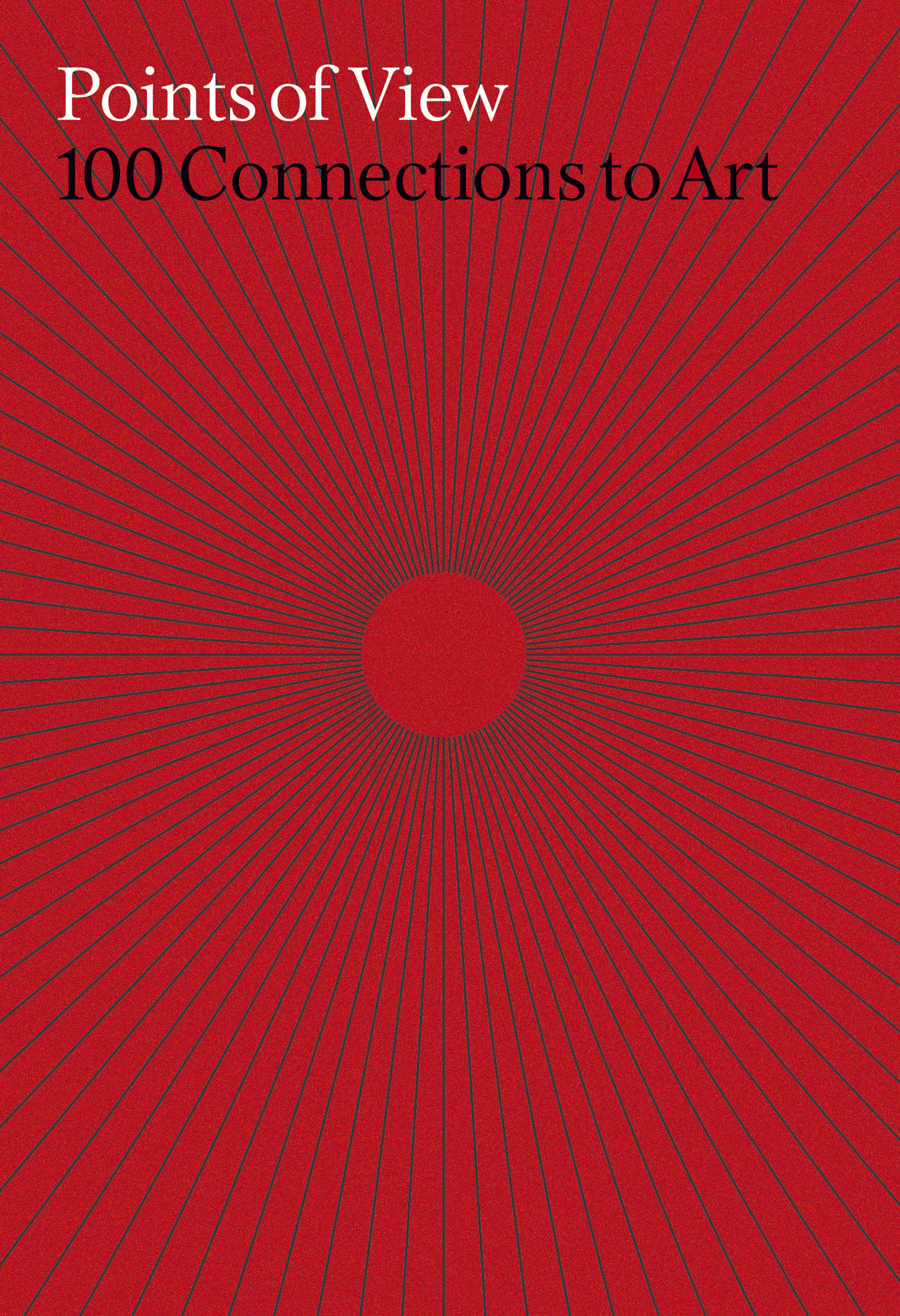 black lines radiating outward in all directions from a black circle against a red background with the title of the book in white and black letters