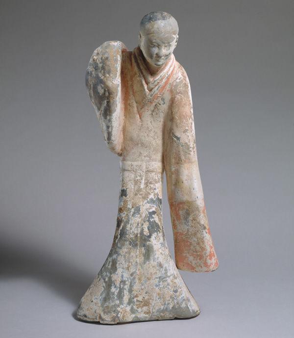 Female Dancer, 2nd century B.C. Western Han dynasty (206 B.C.–A.D. 9). China. Earthenware with pigment; h. 21 in. (53.3 cm); w. 9 3/4 in. (24.8 cm); d. 7 in. (17.8 cm). The Metropolitan Museum of Art, New York, Charlotte C. and John C. Weber Collection, Gift of Charlotte C. and John C. Weber, 1992 (1992.165.19)
