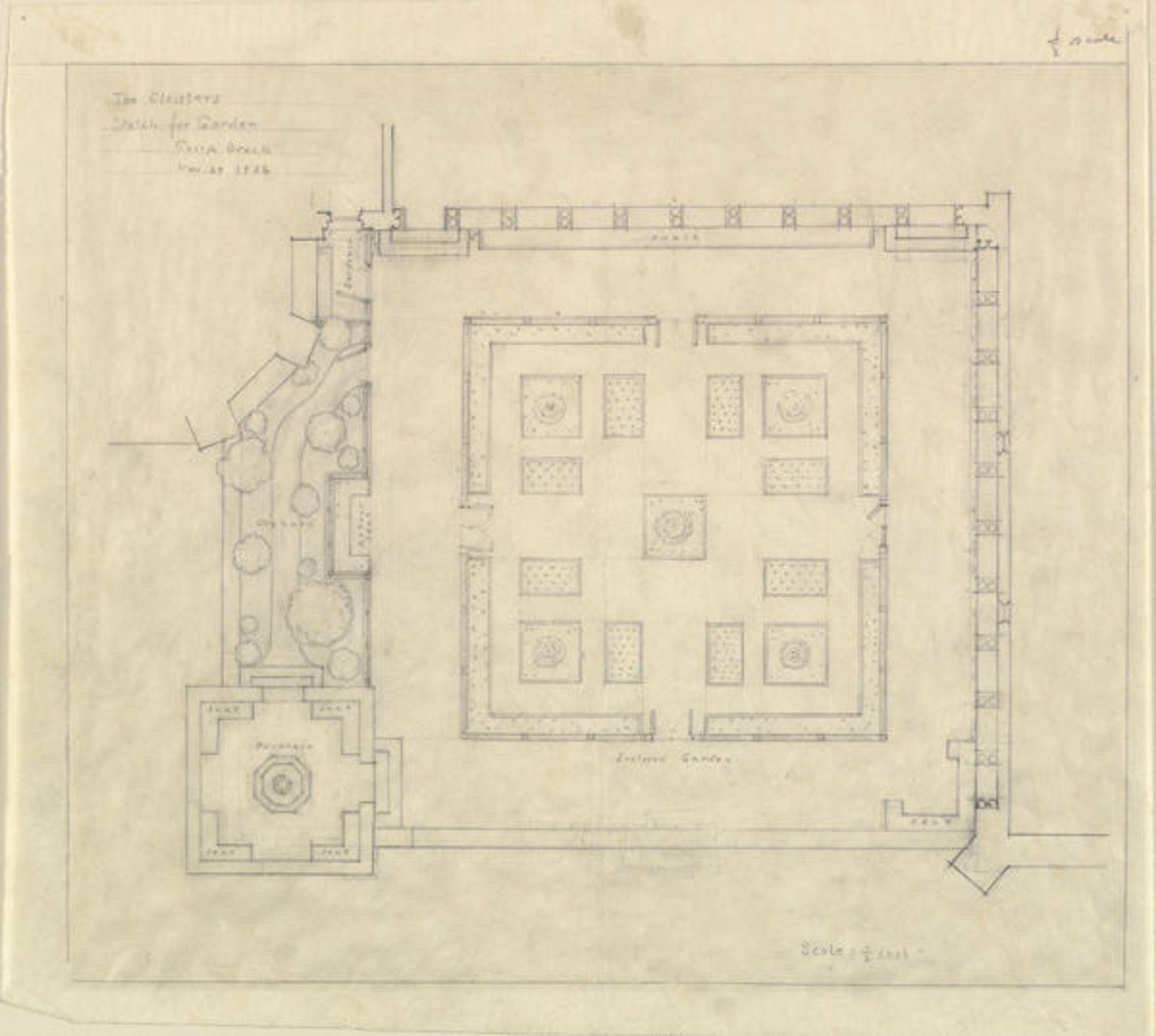 Joseph Breck (1885–1933). Plan for the Bonnefont Cloister garden for The Cloisters in Fort Tryon Park, signed 'Joseph Breck' and dated November 27, 1932. 