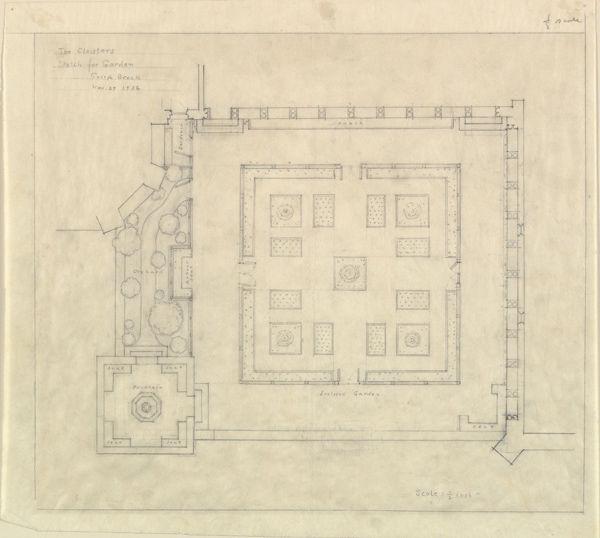 Joseph Breck (1885–1933). Plan for the Bonnefont Cloister garden for The Cloisters in Fort Tryon Park, signed 'Joseph Breck' and dated November 27, 1932.