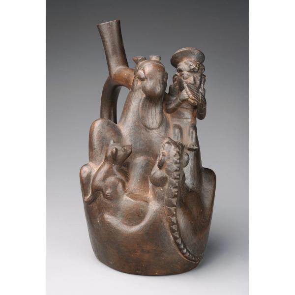 Cover Image for 1646. Stirrup-spout bottle with mountain ritual, Moche artist(s)