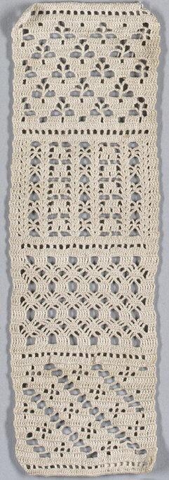 A tan crochet sampler