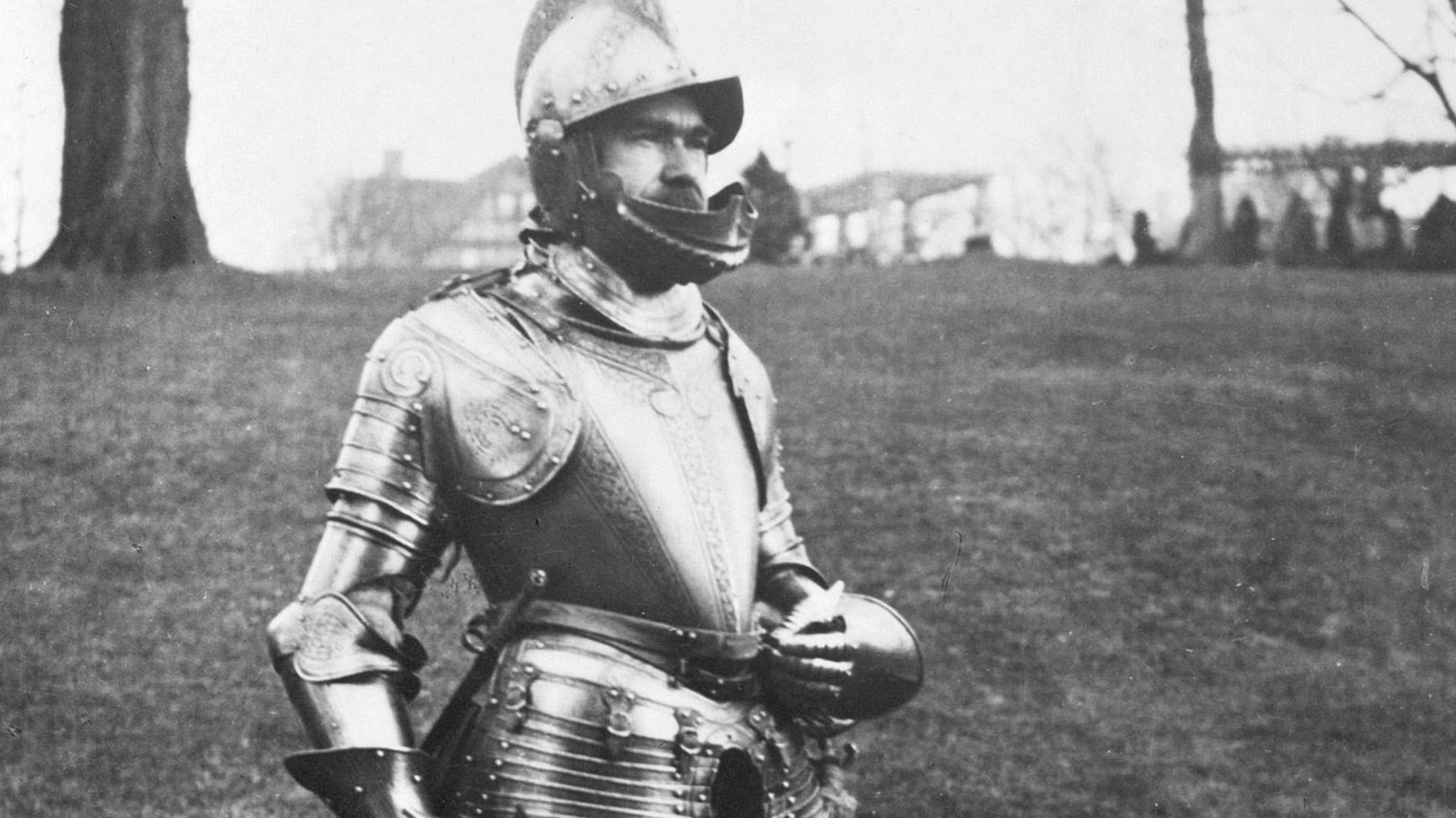 Founding curator of the Department of Arms and Armor, Dr. Bashford Dean in armor