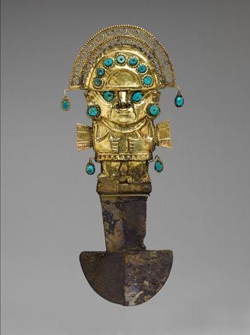 A gold and silver ceremonial knife from the ancient Americas