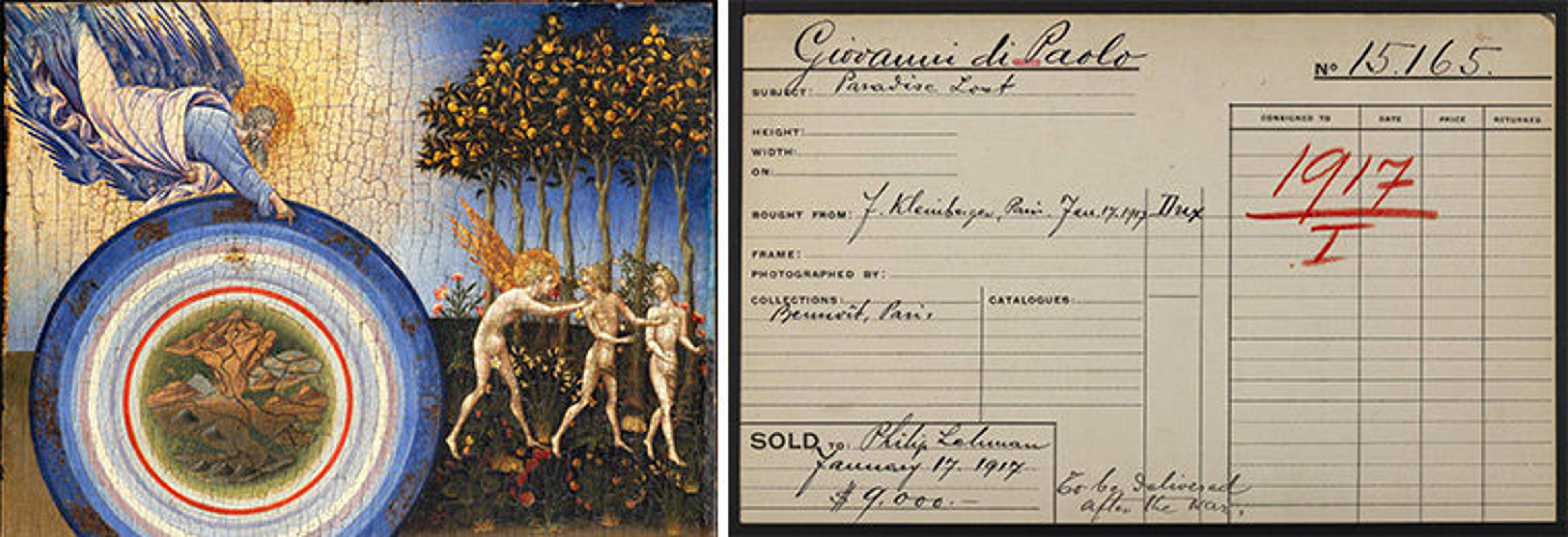 Giovanni di Paolo painting and dealer card