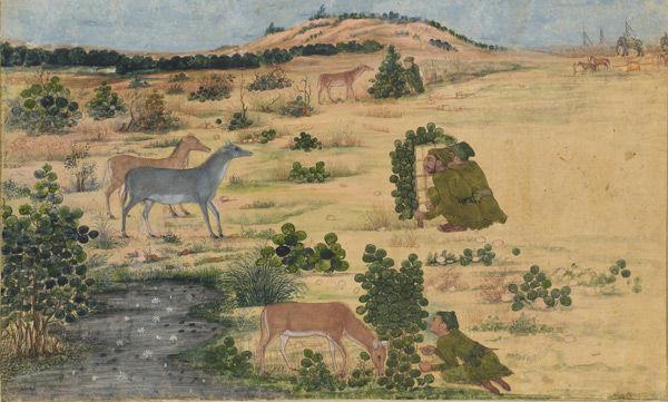 Preparations for a Hunt, ca. 1680. India. Islamic. Opaque watercolor on paper; H. 6 5/8 in. x W. 11 in. (16.8cm x 27.9 cm). The Metropolitan Museum of Art, New York, Purchase, Friends of Islamic Art Gifts, 2015 (2005. 235a)