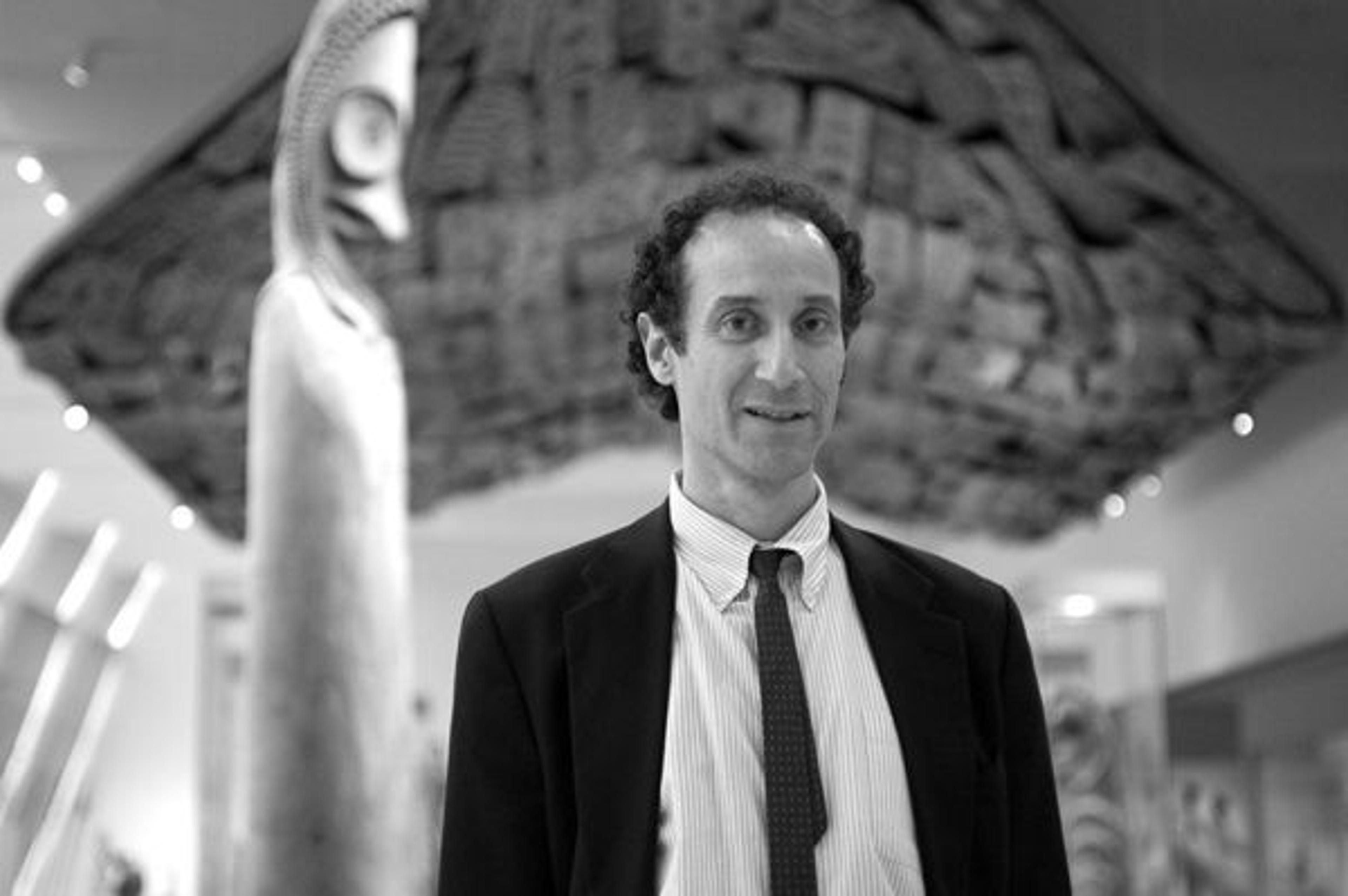 Exhibition Design Manager Dan Kershaw in the galleries of the Arts of Africa, Oceania, and the Americas. Photograph by Jackie Neale Chadwick