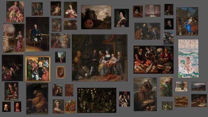 An image showing 42 of the European paintings acquired by The Met over the past five years