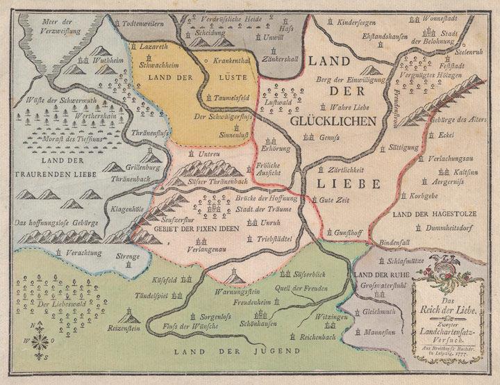 An 18th-century German map of the 'Kingdom of Love'