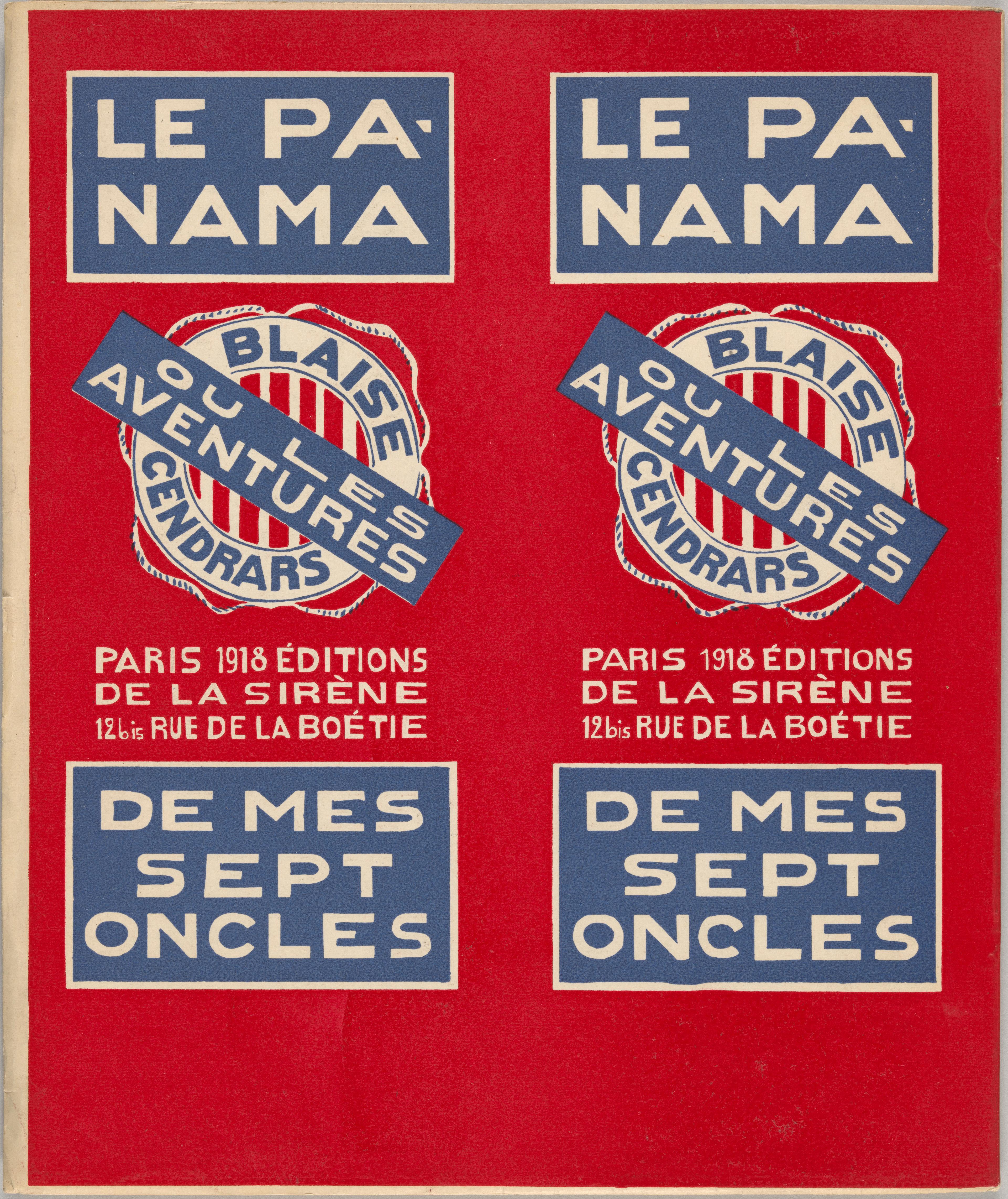 Image of Blaise Cendrars (Swiss, 1887-1961), cover for Le Panama, ou les aventures de mes sept oncles, 1918. Les Éditions de la sirène, Paris.