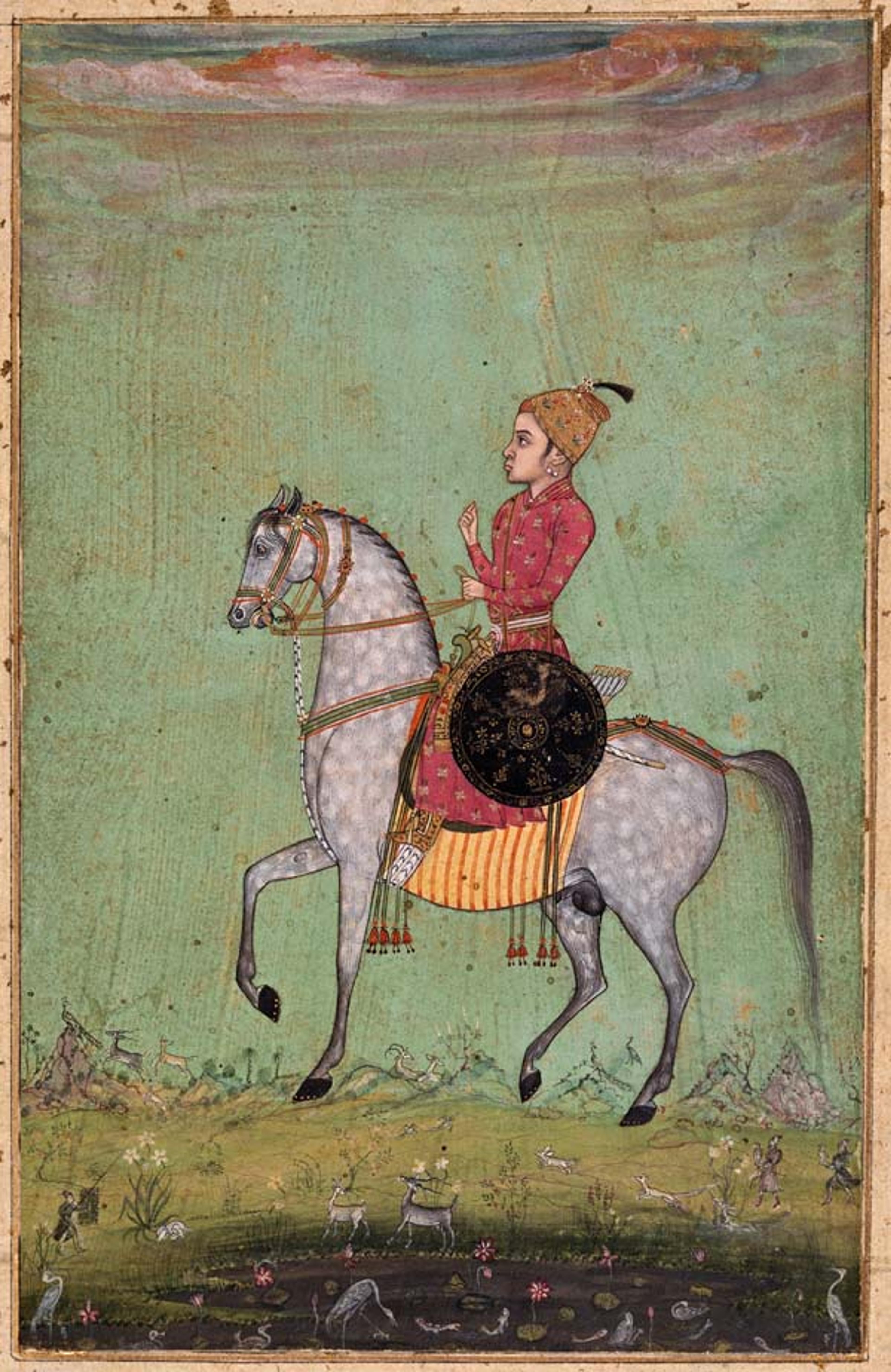 Portrait of a Golden Prince, ca. 1660–70. India, Deccan, Golconda. Islamic. Ink, opaque watercolor, and gold on paper. Musée Guimet, Paris (MG1983)