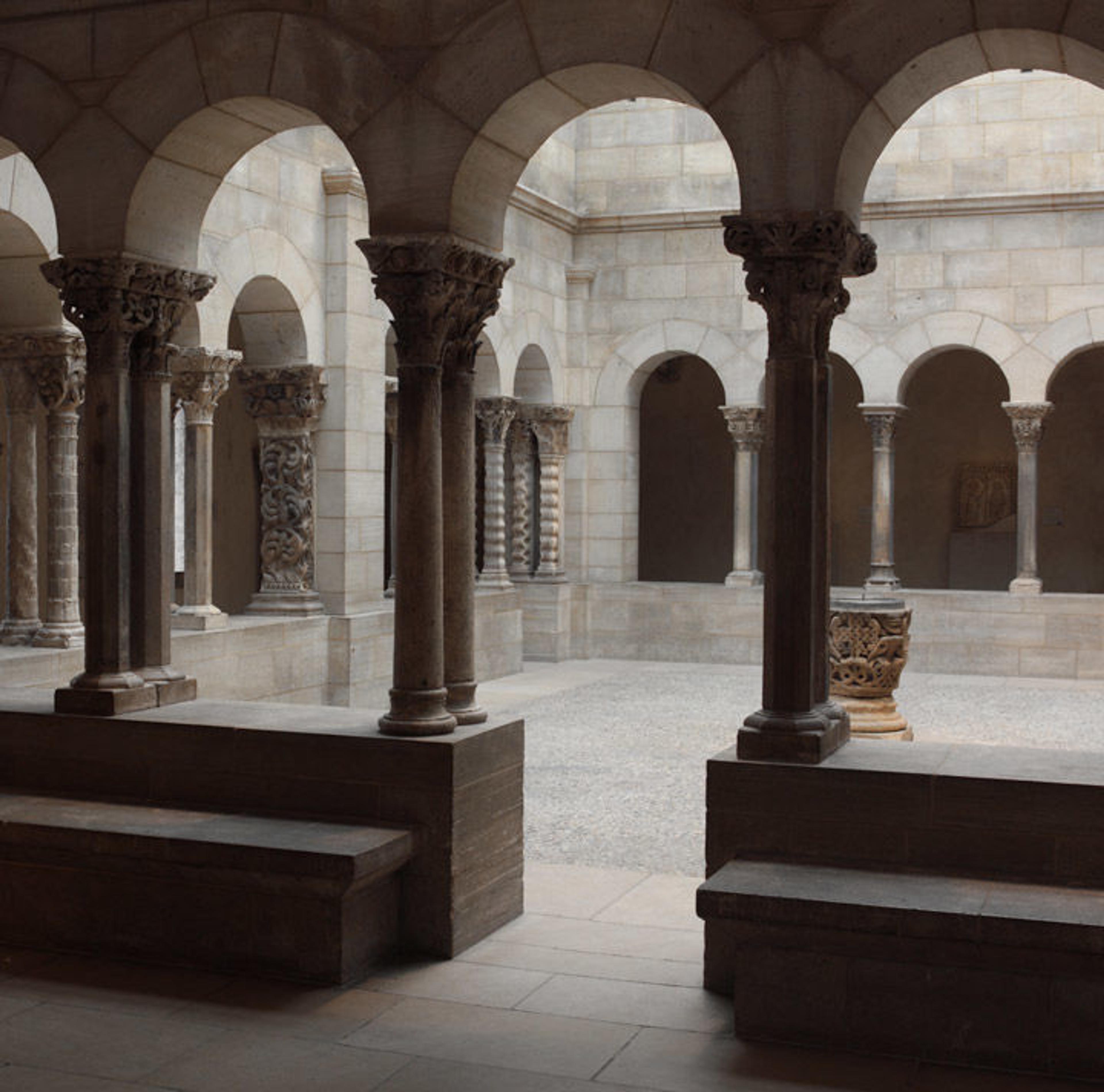 View of the medieval Saint-Guilhem Cloister at The Met Cloisters